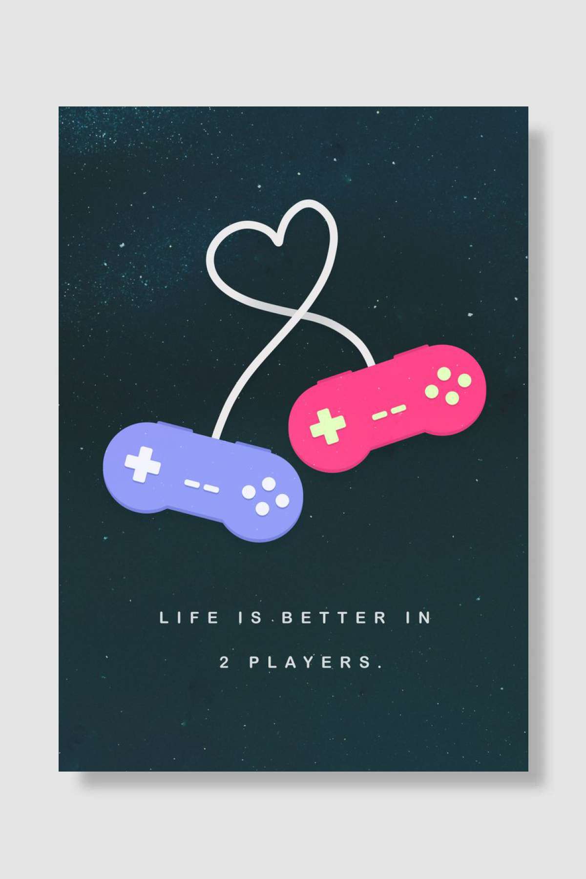 Gaming Love 2 Players Oyun Poster Çerçevesiz Yüksek Kalite Oyun Afiş Duvar Poster