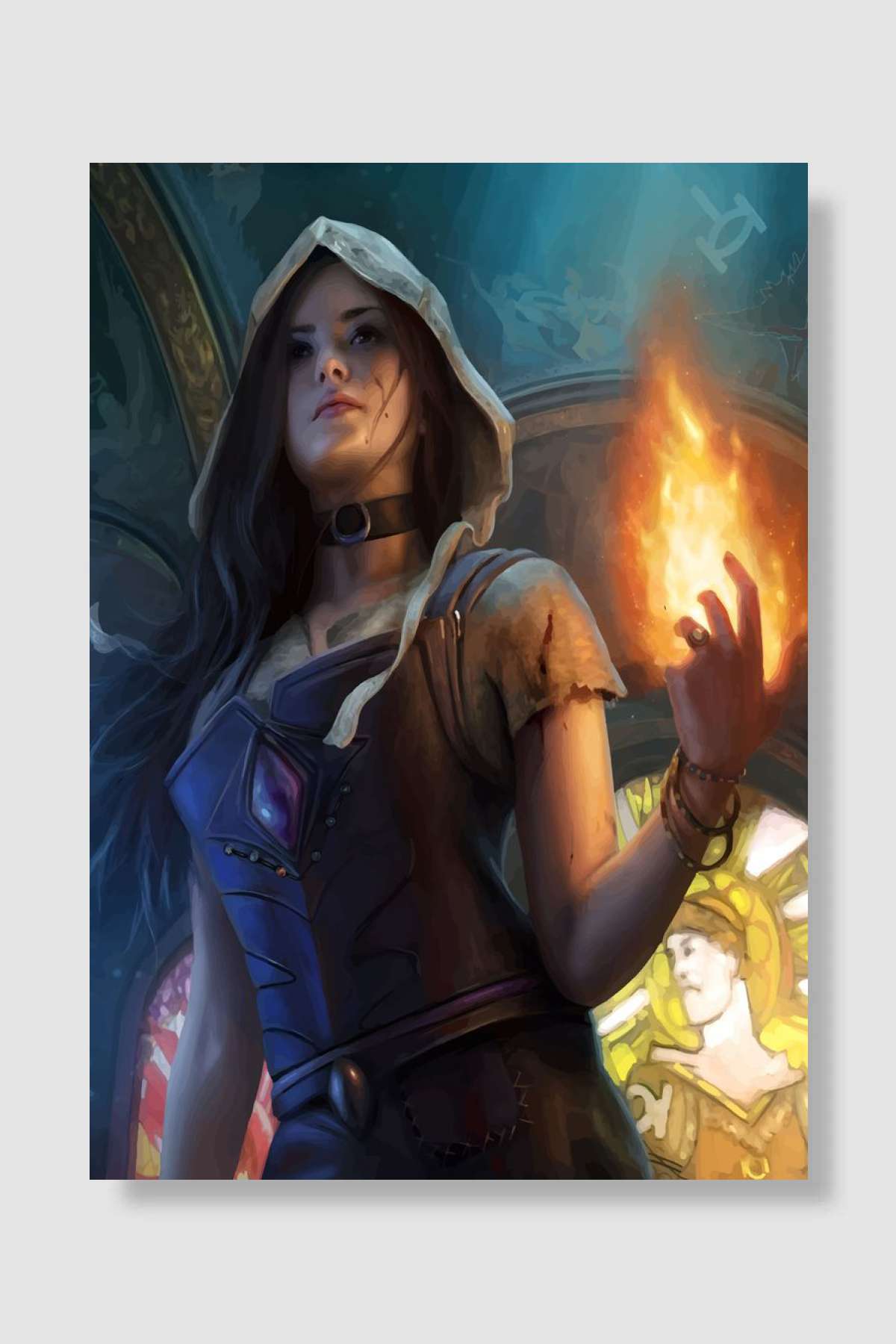 path of exile Female Mage with Fire Oyun Poster Çerçevesiz Yüksek Kalite Oyun Afiş Duvar Poster