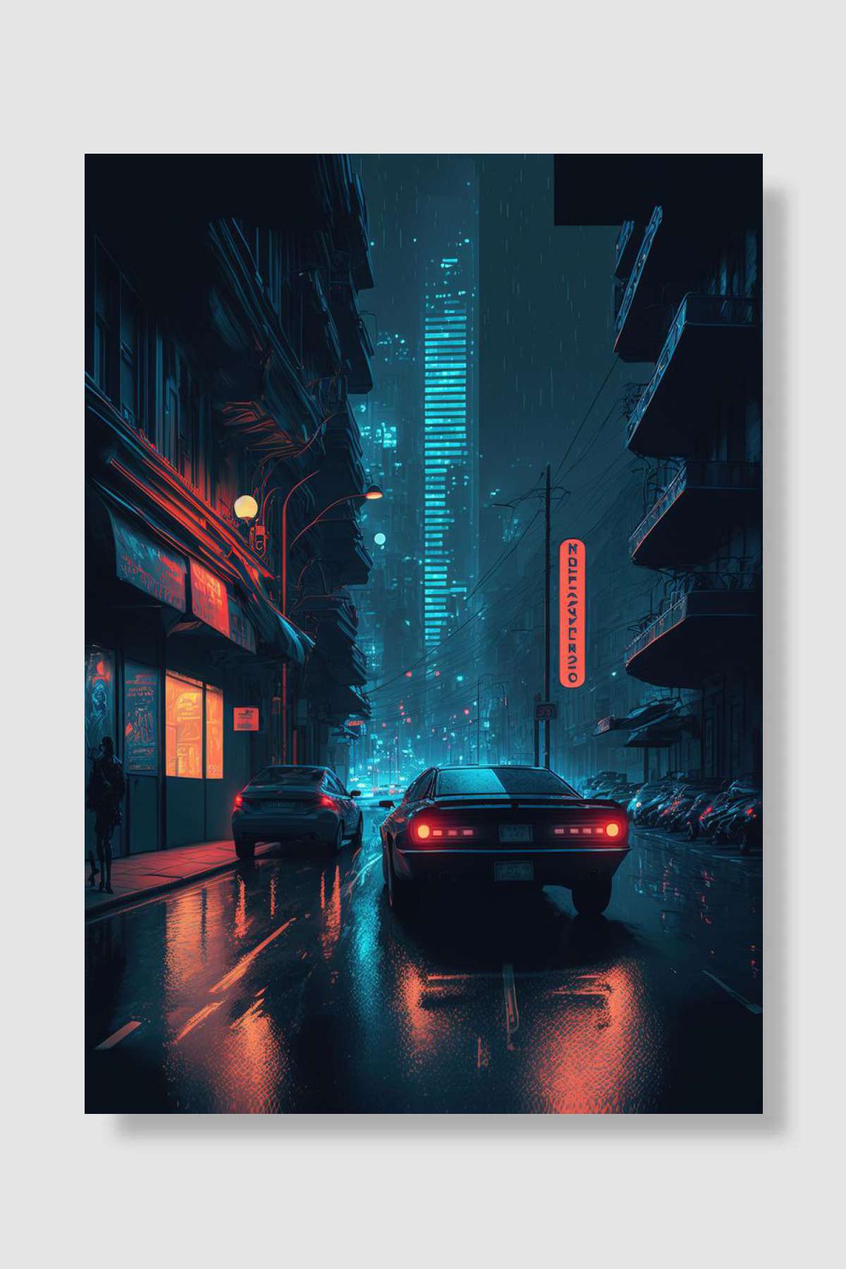 Cyberpunk Rainy City Vibes Oyun Poster Çerçevesiz Yüksek Kalite Oyun Afiş Duvar Poster