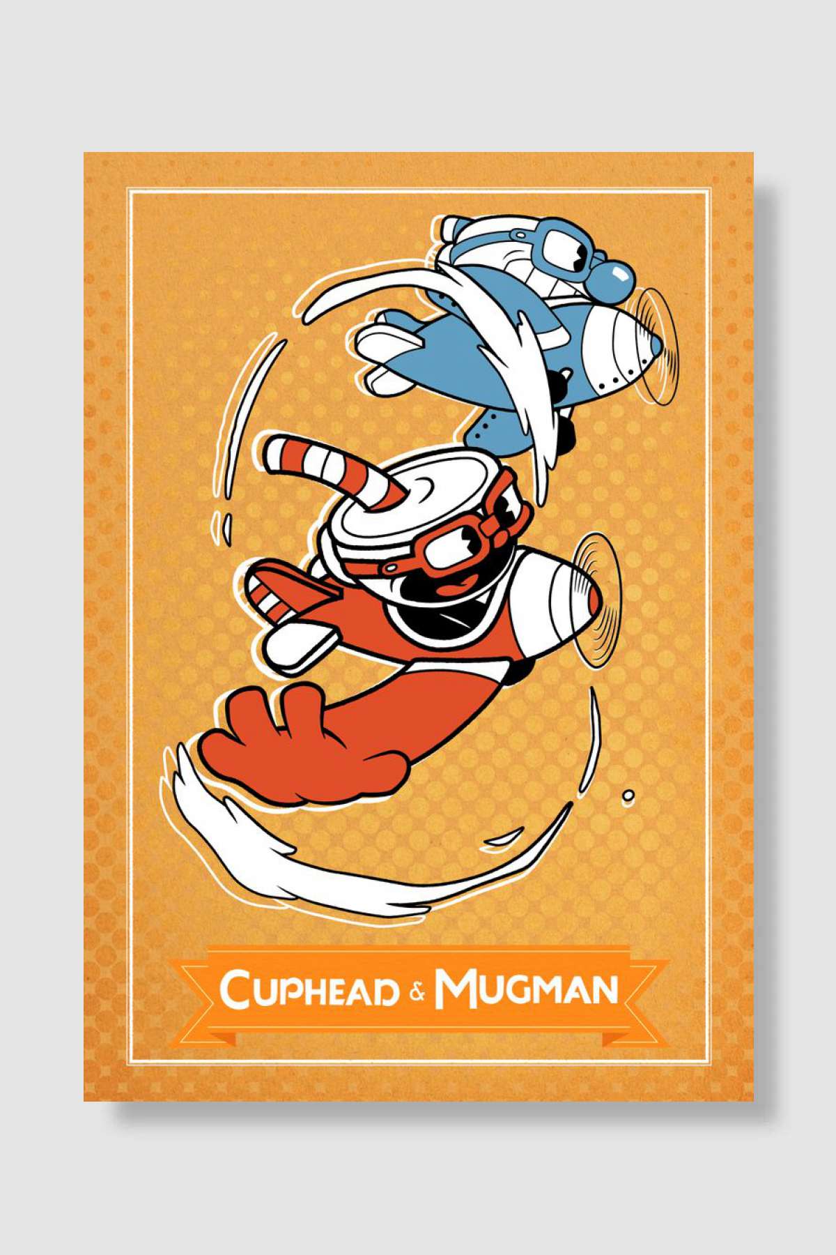 Cuphead & Mugman Planes Oyun Poster Çerçevesiz Yüksek Kalite Oyun Afiş Duvar Poster
