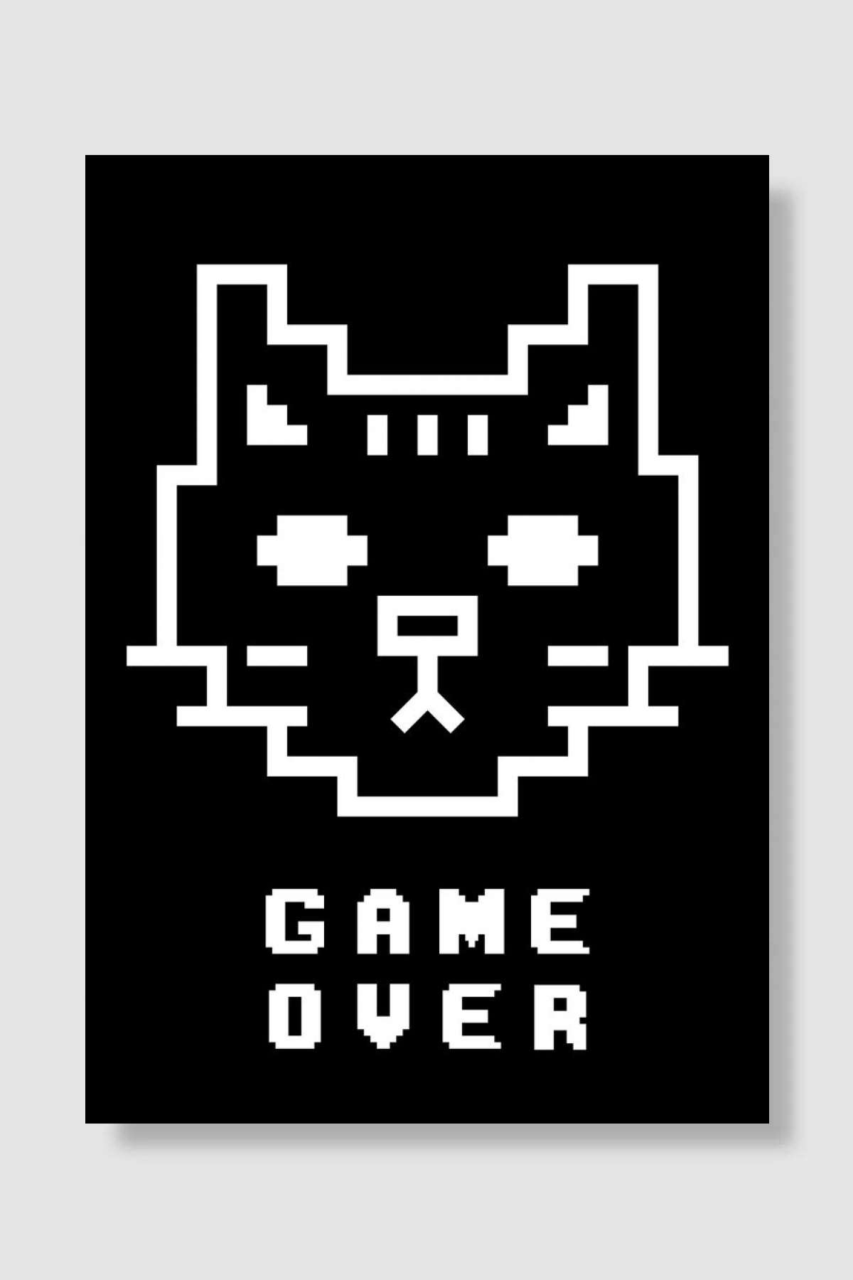 Game Over Cat Oyun Poster Çerçevesiz Yüksek Kalite Oyun Afiş Duvar Poster