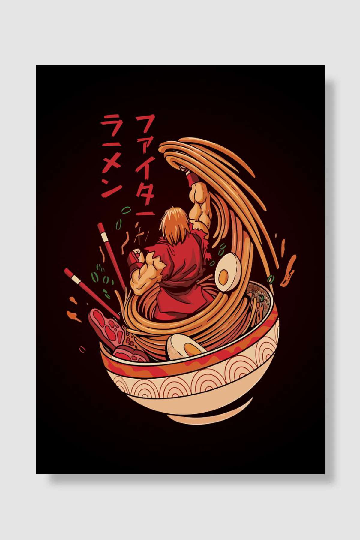 Ramen Fighter Oyun Poster Çerçevesiz Yüksek Kalite Oyun Afiş Duvar Poster