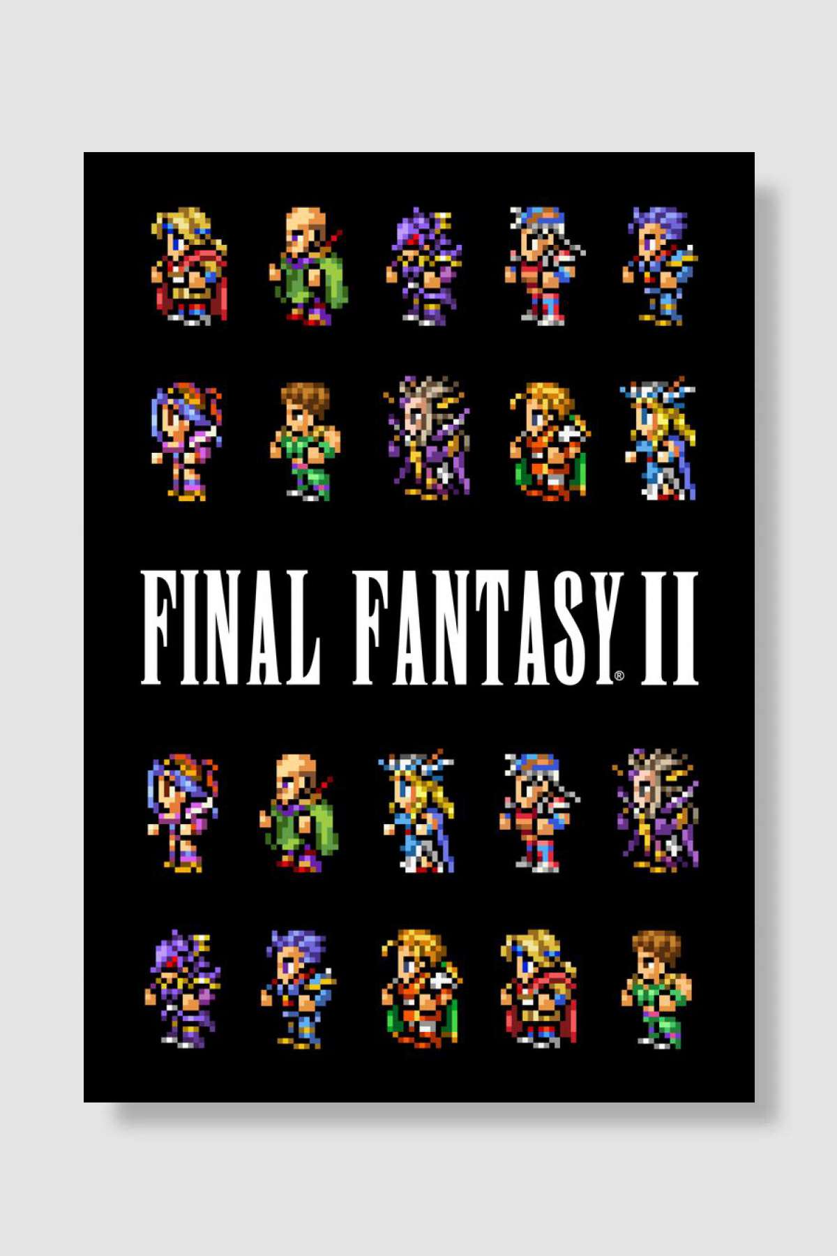 Final Fantasy II Pixel Art Oyun Poster Çerçevesiz Yüksek Kalite Oyun Afiş Duvar Poster
