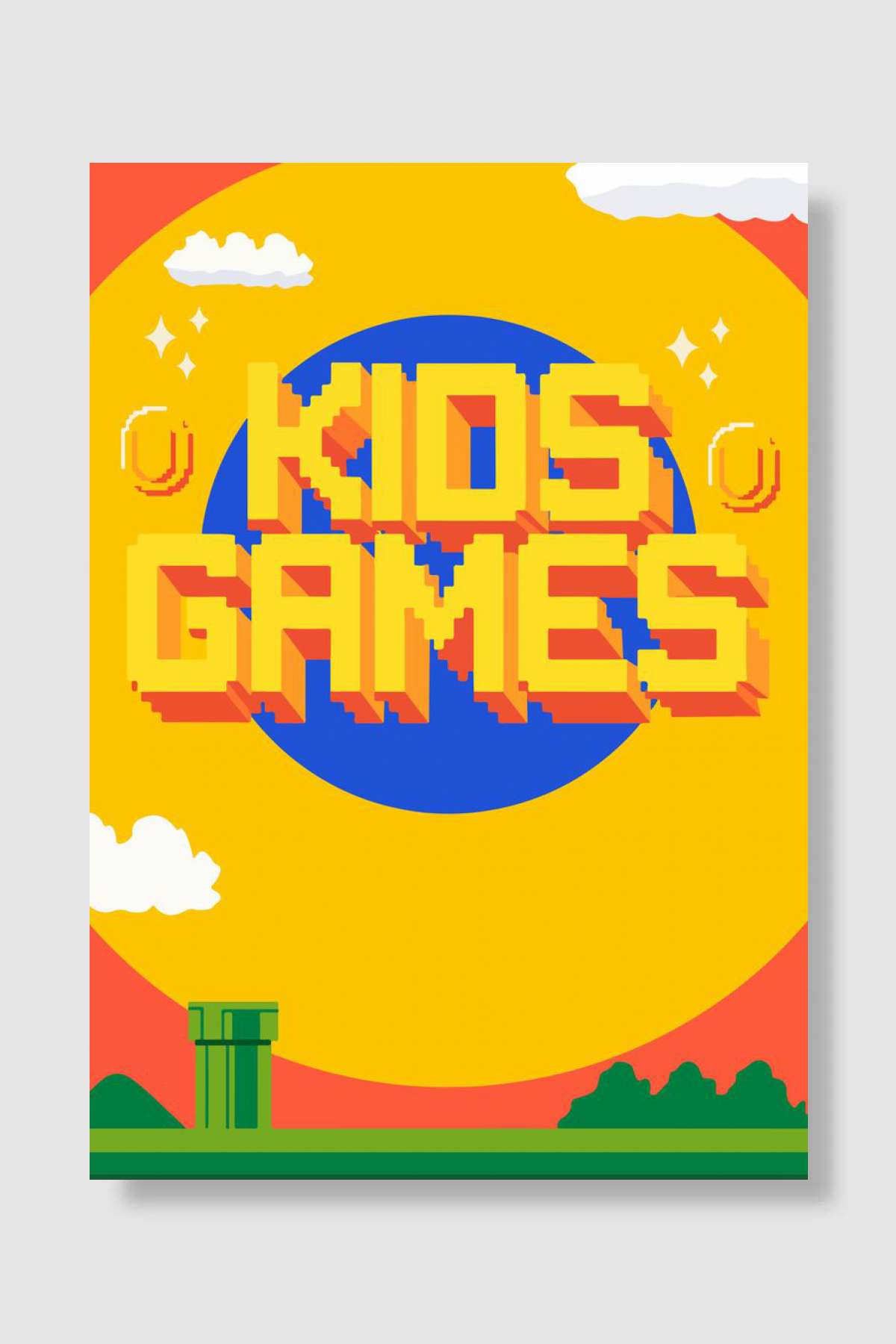 Kids Game text Oyun Poster Çerçevesiz Yüksek Kalite Oyun Afiş Duvar Poster