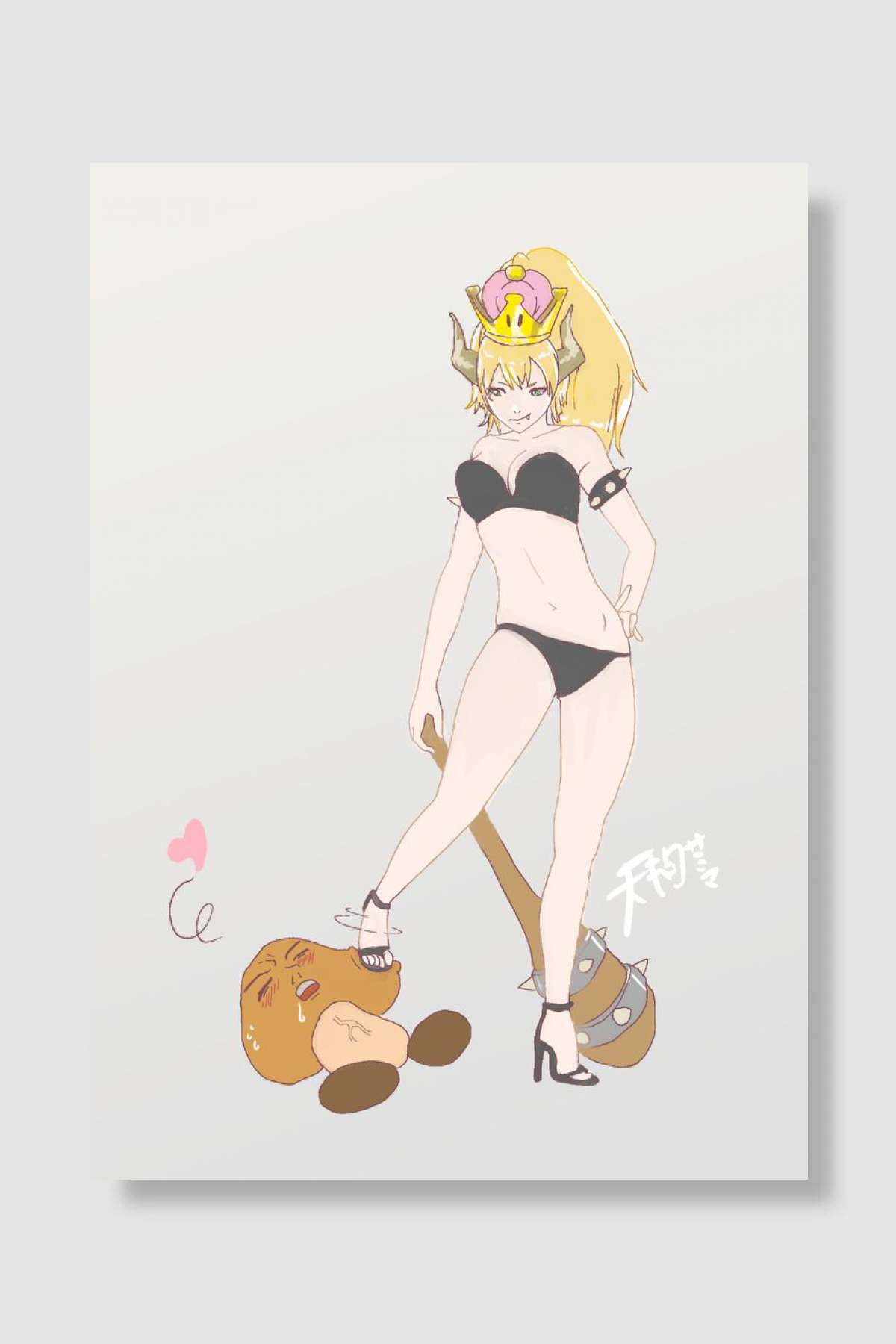 bowsette and goomba Oyun Poster Çerçevesiz Yüksek Kalite Oyun Afiş Duvar Poster