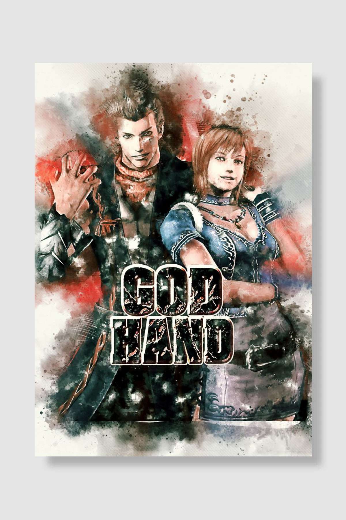 GOD HAND Oyun Poster Çerçevesiz Yüksek Kalite Oyun Afiş Duvar Poster