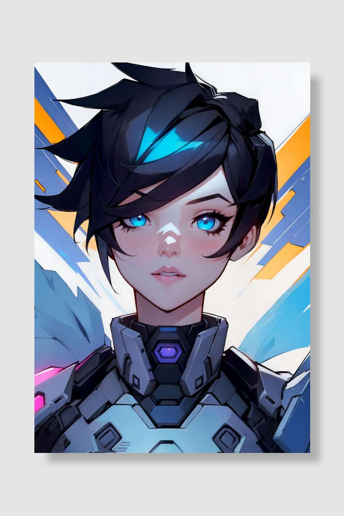 Girl in cybernetic armor Oyun Poster Çerçevesiz Yüksek Kalite Oyun Afiş Duvar Poster