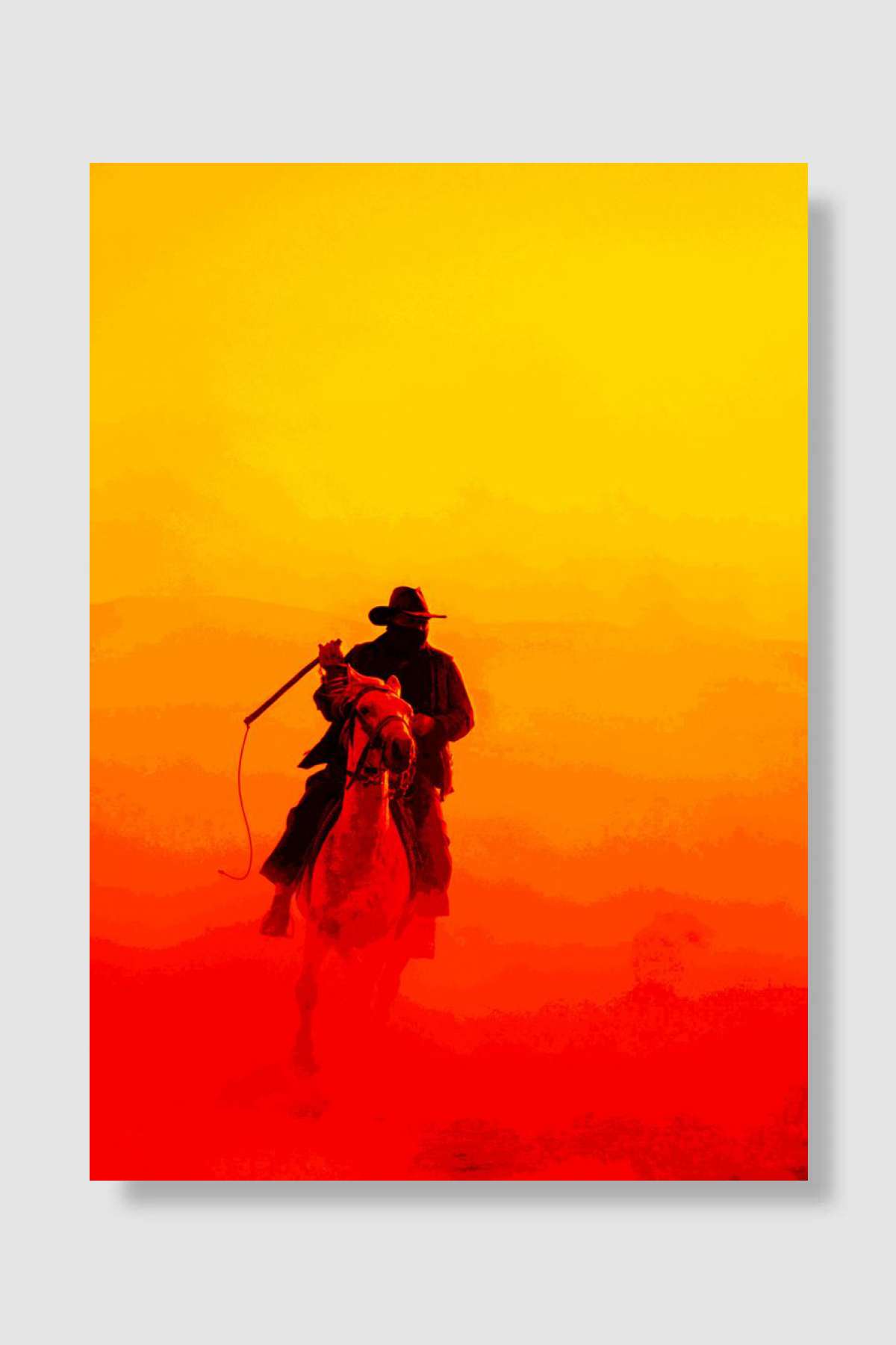 Red sunset cowboy Oyun Poster Çerçevesiz Yüksek Kalite Oyun Afiş Duvar Poster