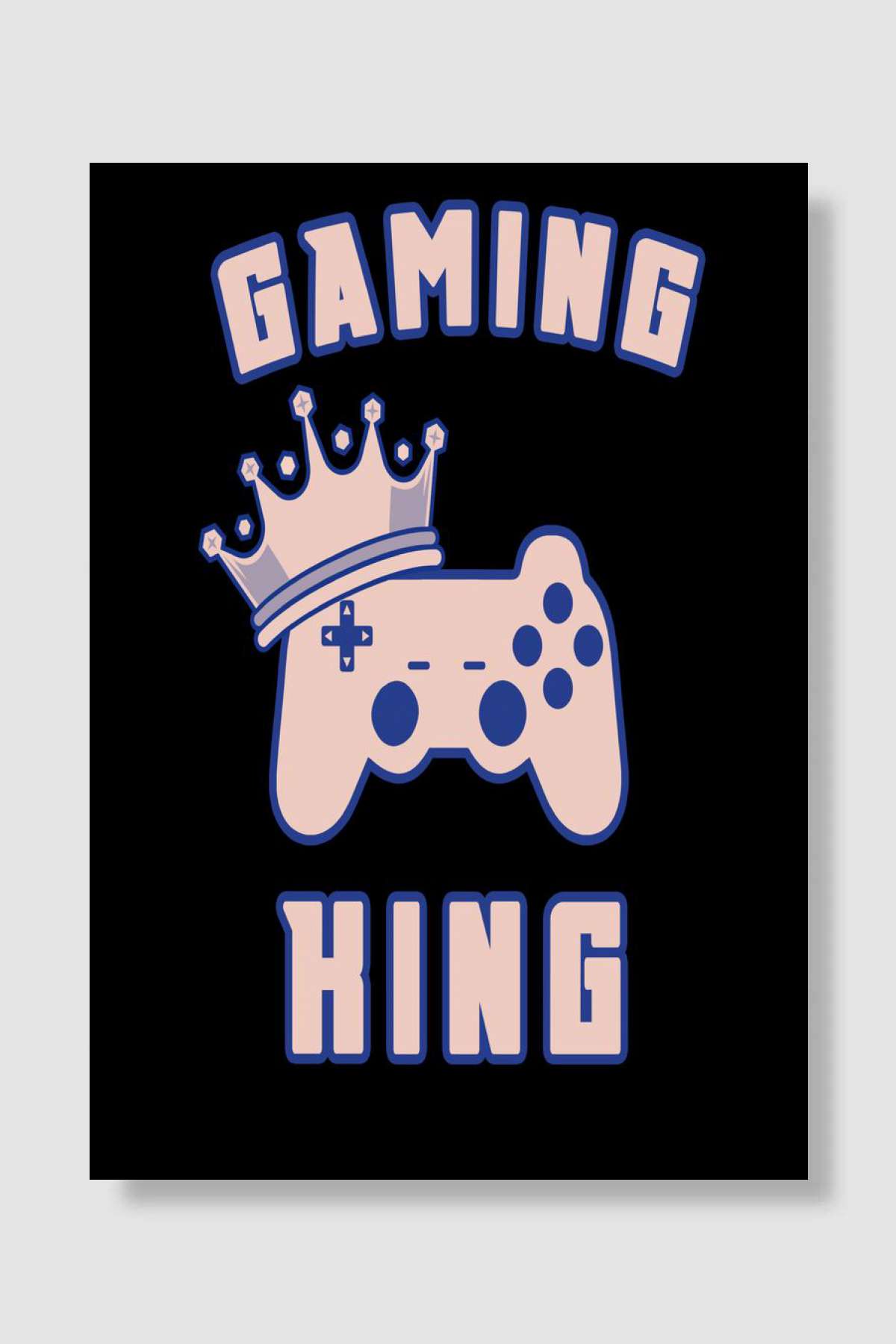 Gaming King with Gamepad Oyun Poster Çerçevesiz Yüksek Kalite Oyun Afiş Duvar Poster
