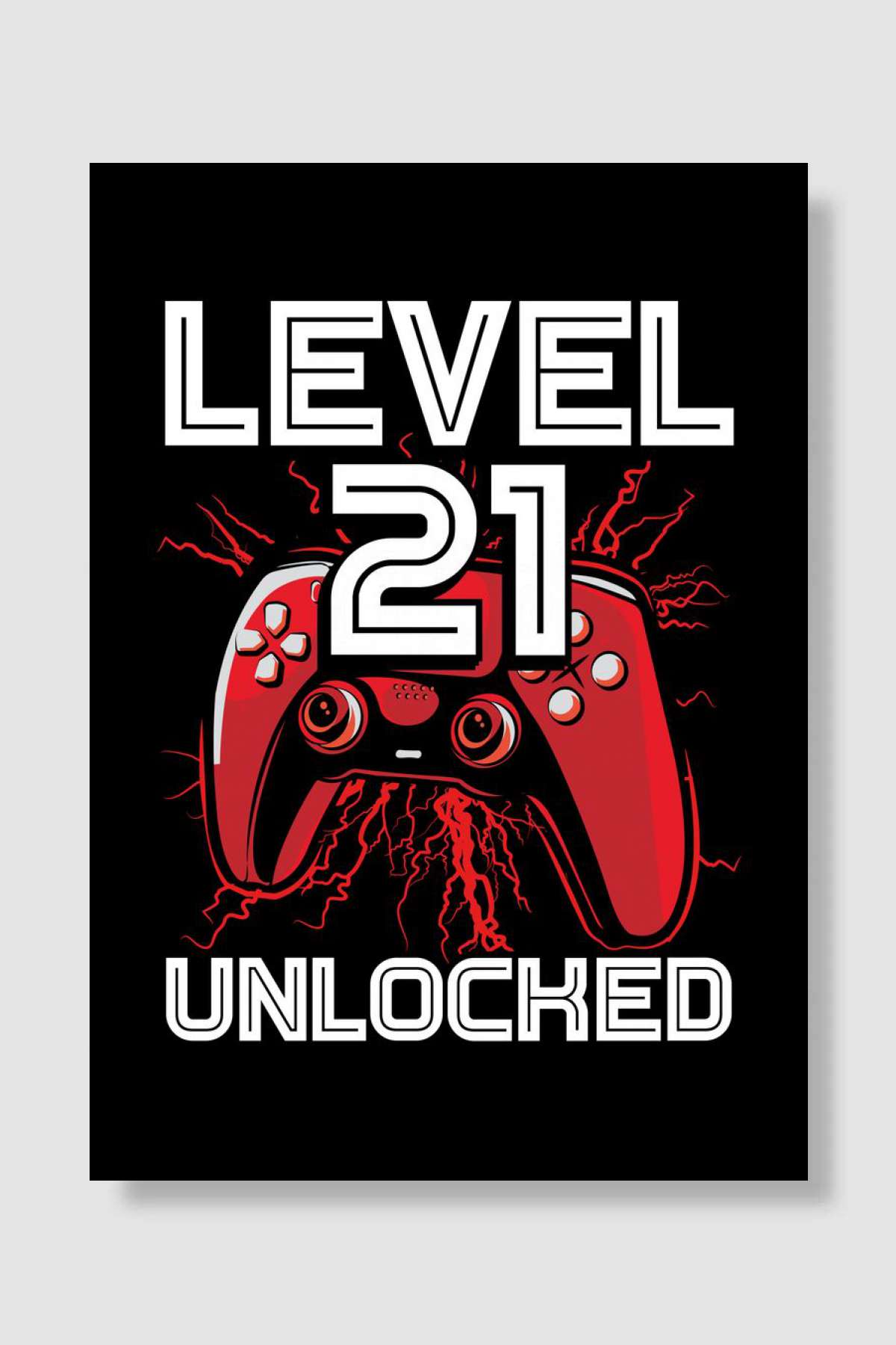 Gamer Level 21 birthday Oyun Poster Çerçevesiz Yüksek Kalite Oyun Afiş Duvar Poster