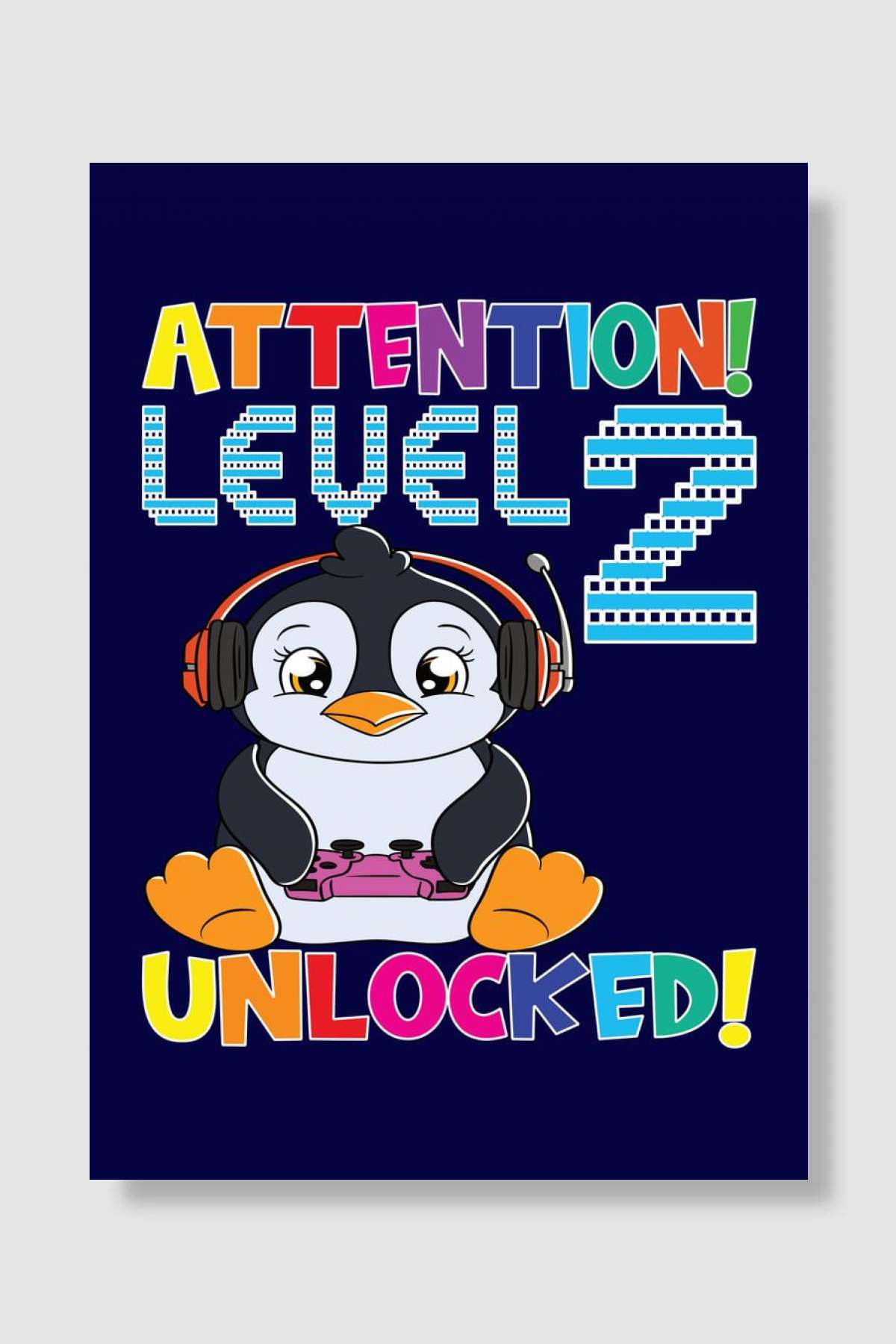 Level 2 Unlocked Oyun Poster Çerçevesiz Yüksek Kalite Oyun Afiş Duvar Poster