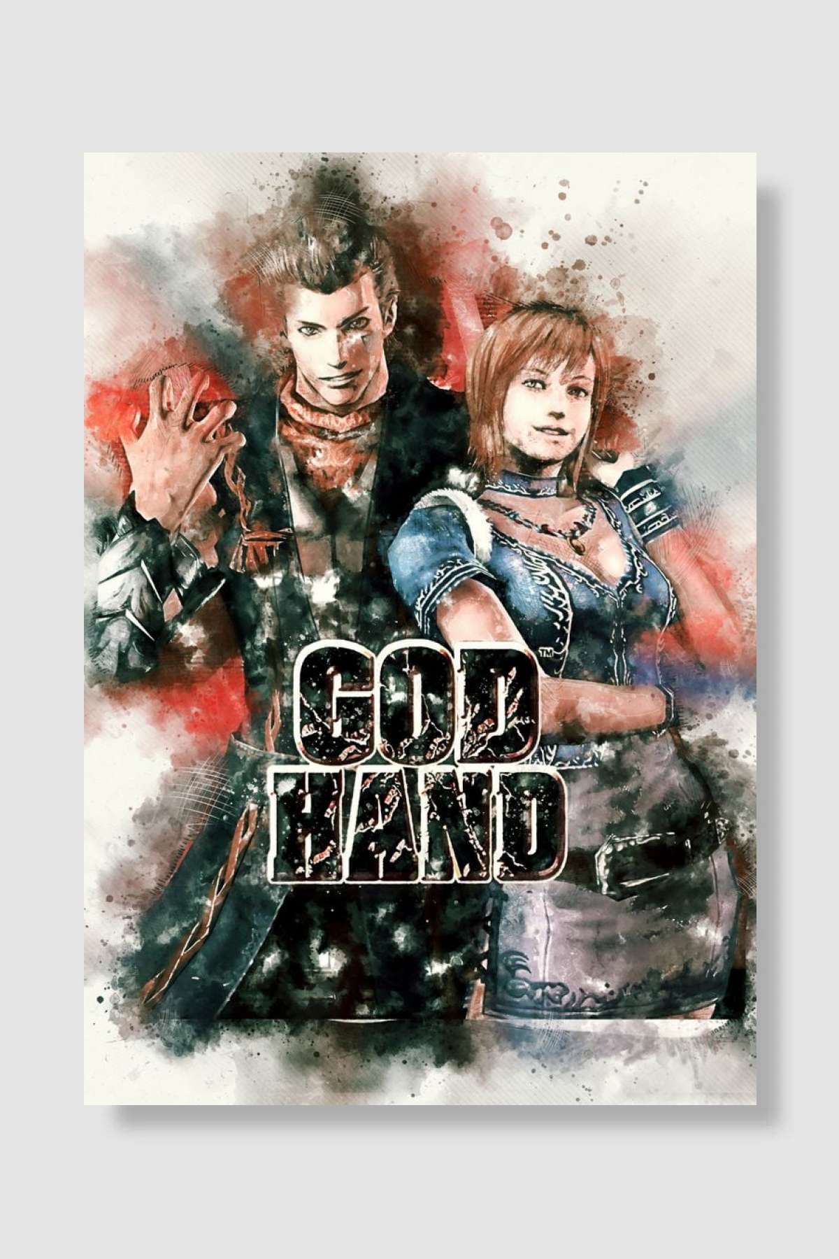 GOD HAND Oyun Poster Çerçevesiz Yüksek Kalite Oyun Afiş Duvar Poster
