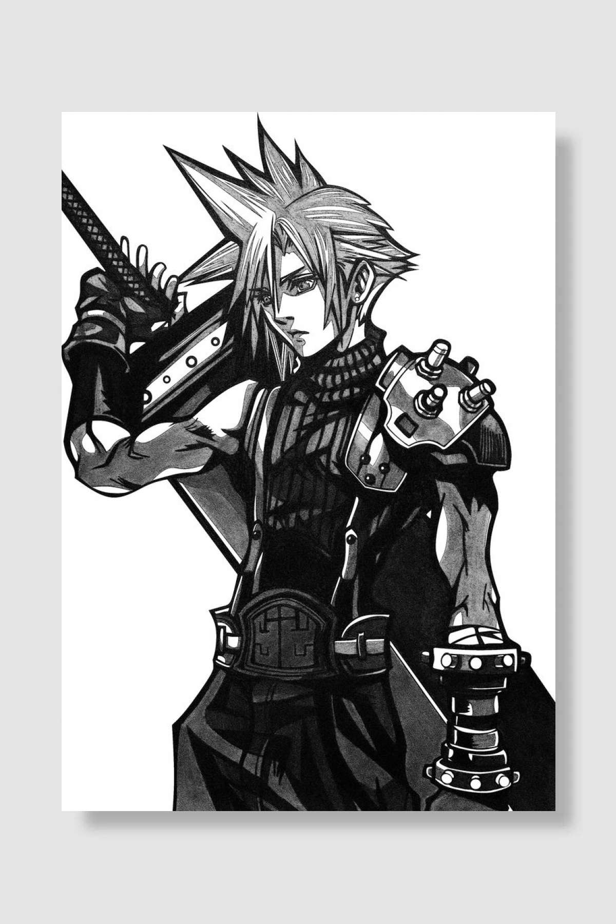 Cloud Strife Oyun Poster Çerçevesiz Yüksek Kalite Oyun Afiş Duvar Poster