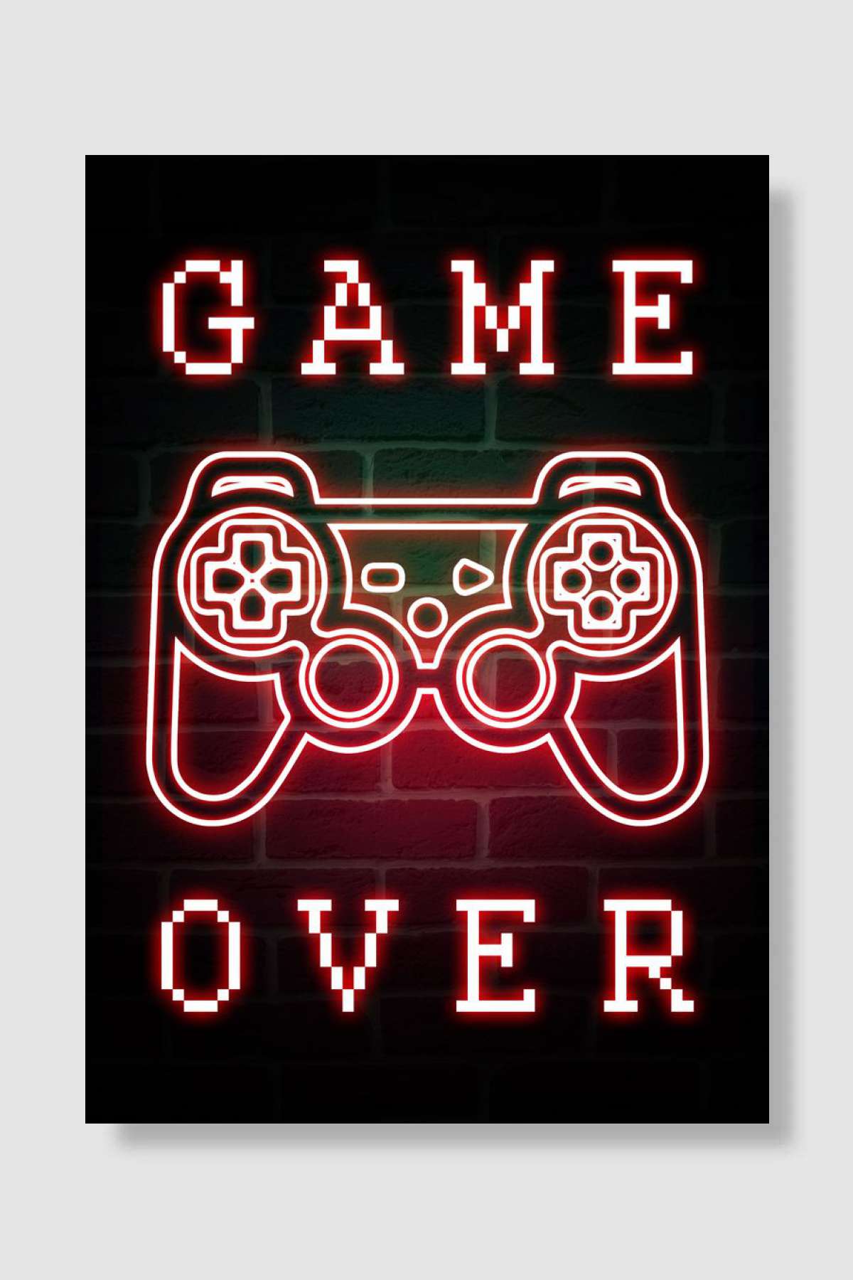 Game Over Neon Quote Oyun Poster Çerçevesiz Yüksek Kalite Oyun Afiş Duvar Poster