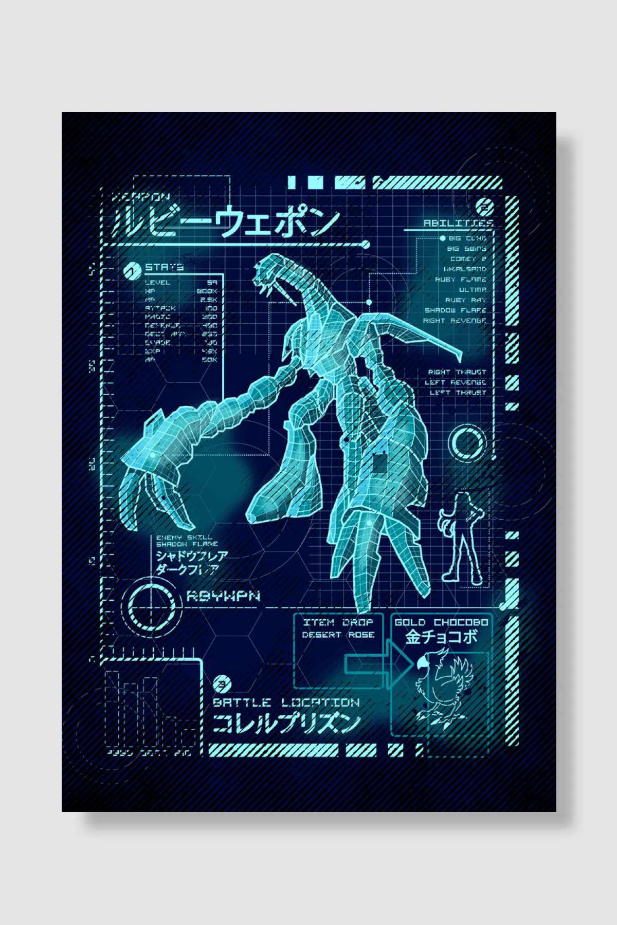 Ruby Blueprint Oyun Poster Çerçevesiz Yüksek Kalite Oyun Afiş Duvar Poster