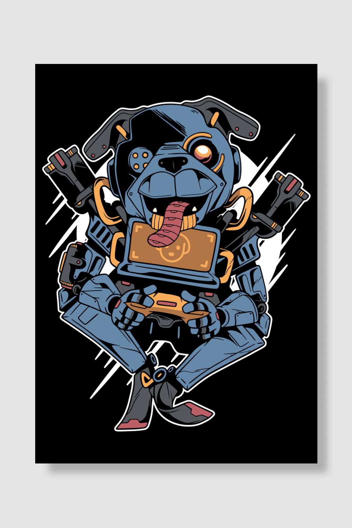 Funny Gamer Dog Oyun Poster Çerçevesiz Yüksek Kalite Oyun Afiş Duvar Poster