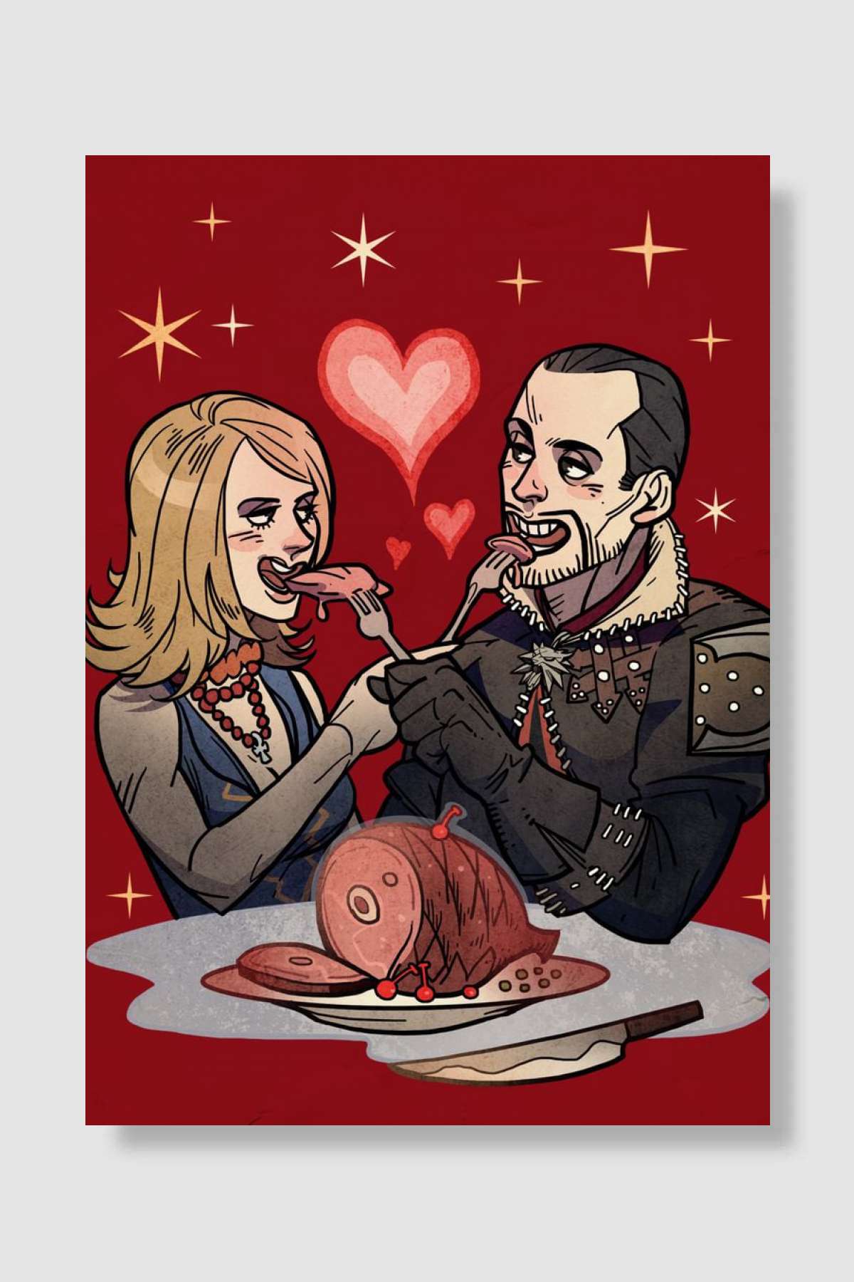 Keira and Lambert Flirting Oyun Poster Çerçevesiz Yüksek Kalite Oyun Afiş Duvar Poster