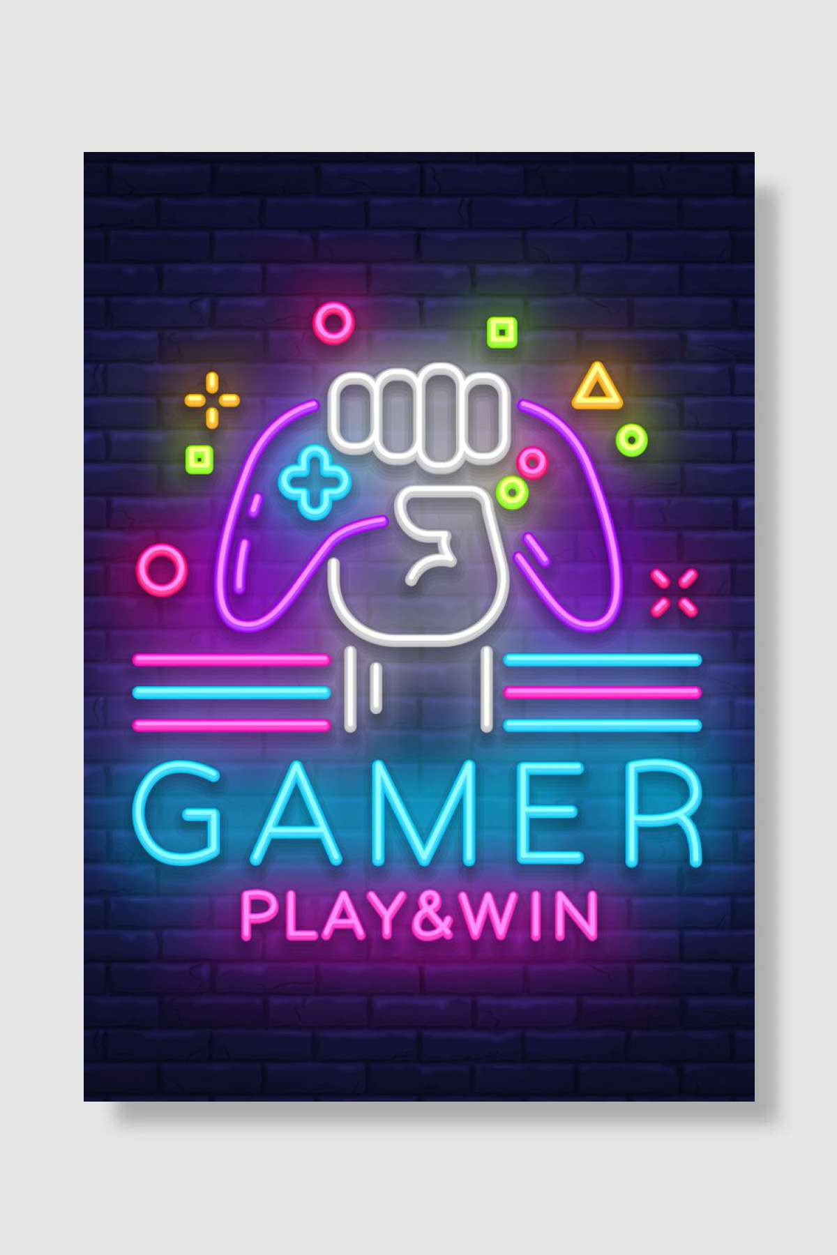 Gamer Play and Win Oyun Poster Çerçevesiz Yüksek Kalite Oyun Afiş Duvar Poster