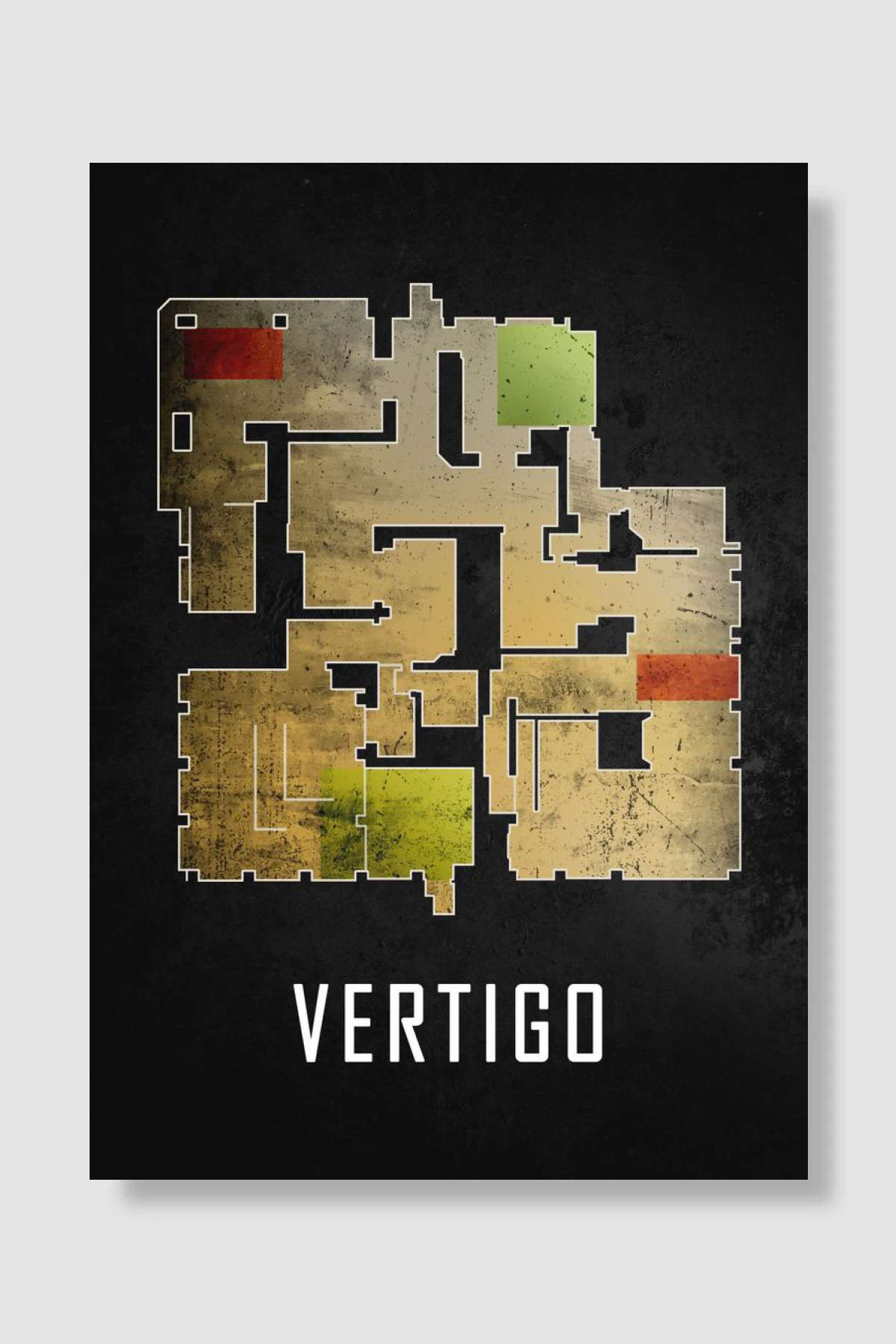 Vertigo Map Black Oyun Poster Çerçevesiz Yüksek Kalite Oyun Afiş Duvar Poster
