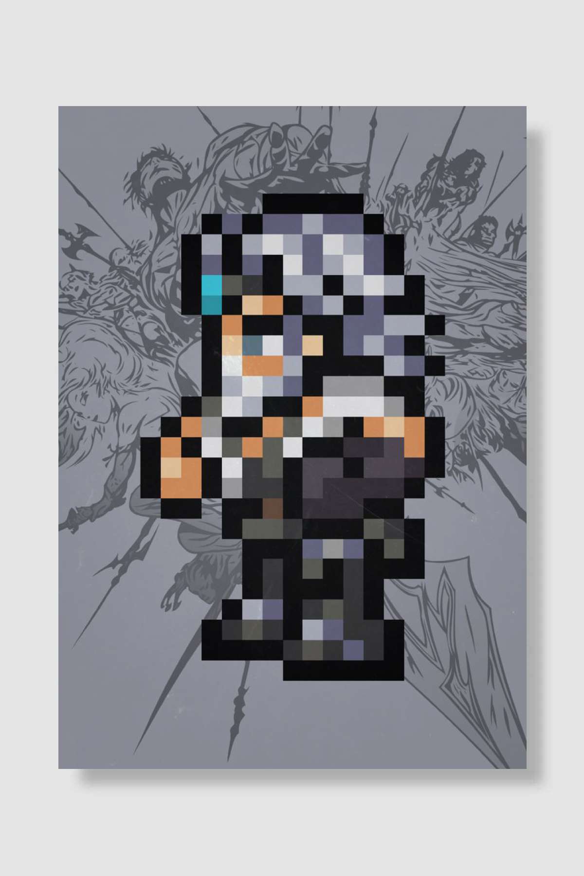 FF XIV Cid Pixel Sprite Oyun Poster Çerçevesiz Yüksek Kalite Oyun Afiş Duvar Poster