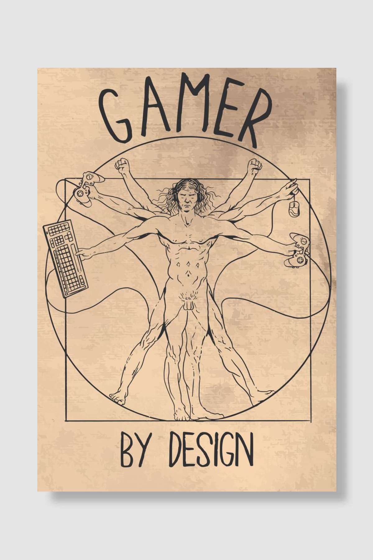 Gamer by Design Vitruvian Oyun Poster Çerçevesiz Yüksek Kalite Oyun Afiş Duvar Poster