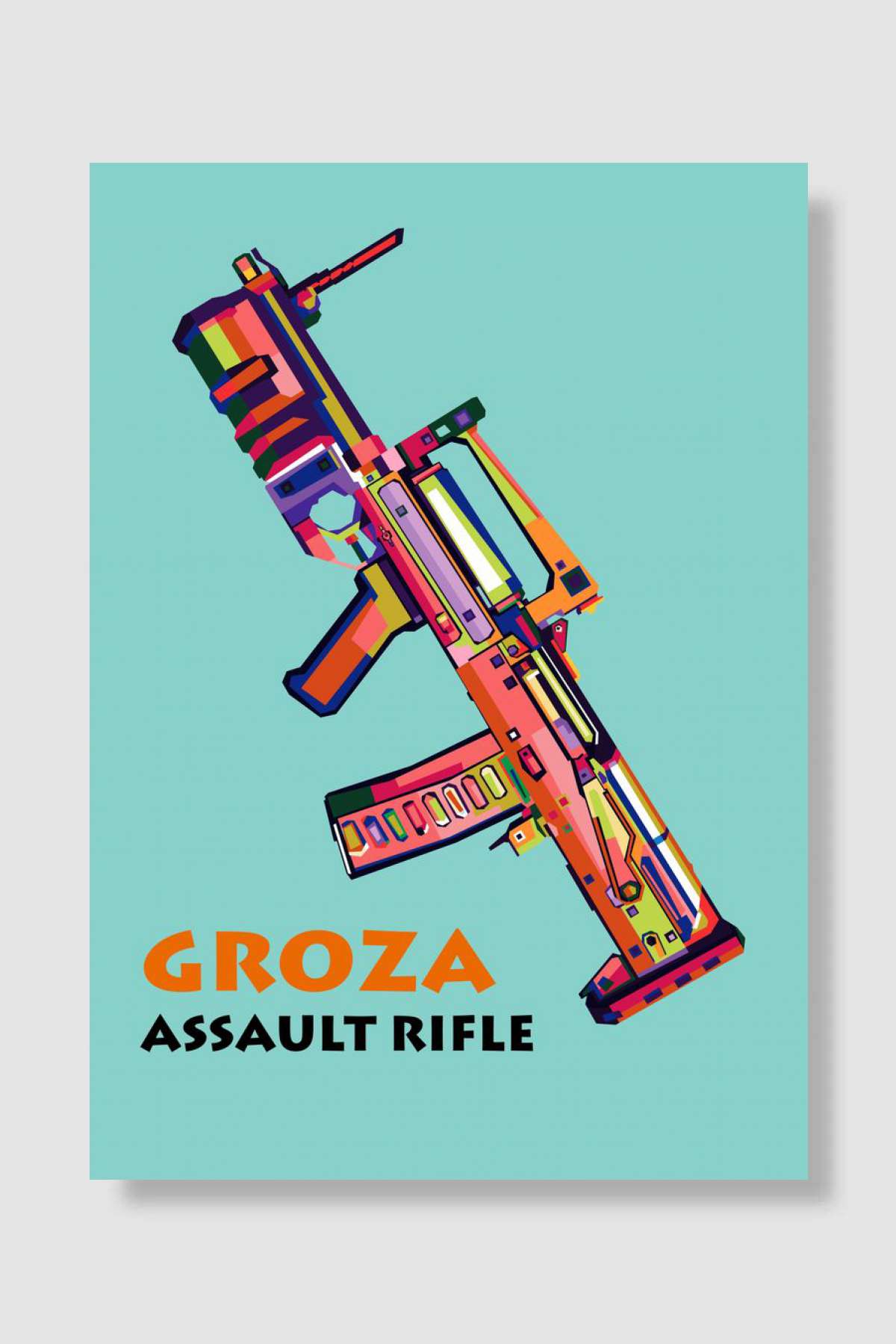 Groza Assault Rifle Oyun Poster Çerçevesiz Yüksek Kalite Oyun Afiş Duvar Poster