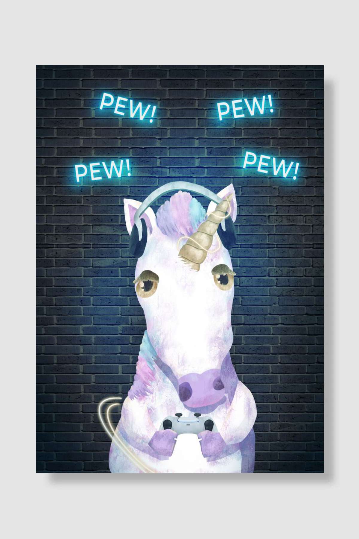 Pew Pew Unicorn Oyun Poster Çerçevesiz Yüksek Kalite Oyun Afiş Duvar Poster