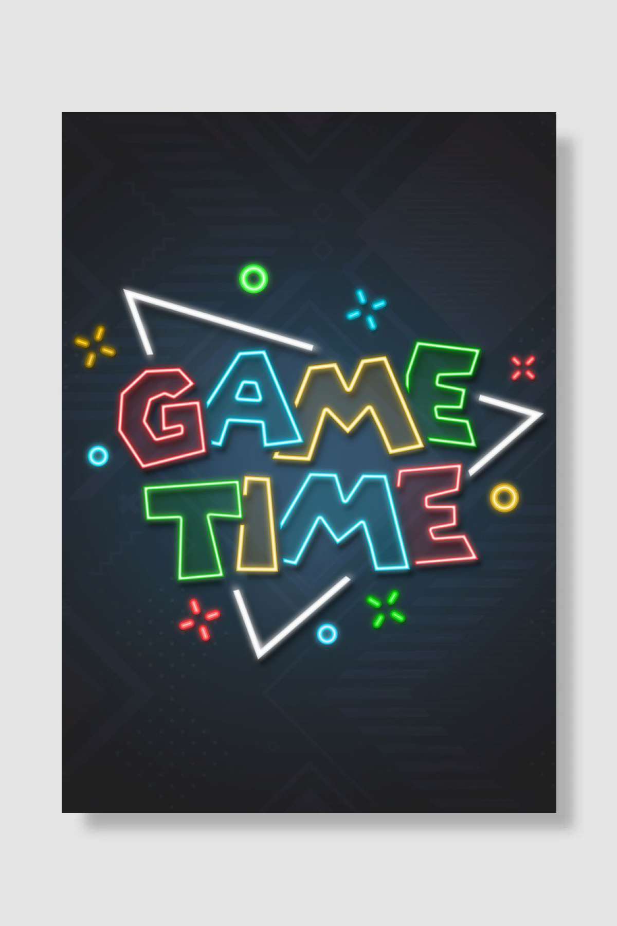 Game Time Neon Sign Oyun Poster Çerçevesiz Yüksek Kalite Oyun Afiş Duvar Poster