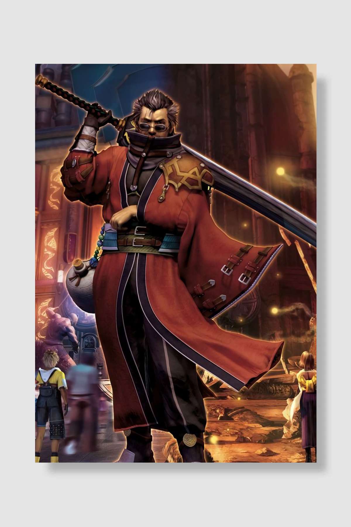 Final Fantasy X Auron Oyun Poster Çerçevesiz Yüksek Kalite Oyun Afiş Duvar Poster