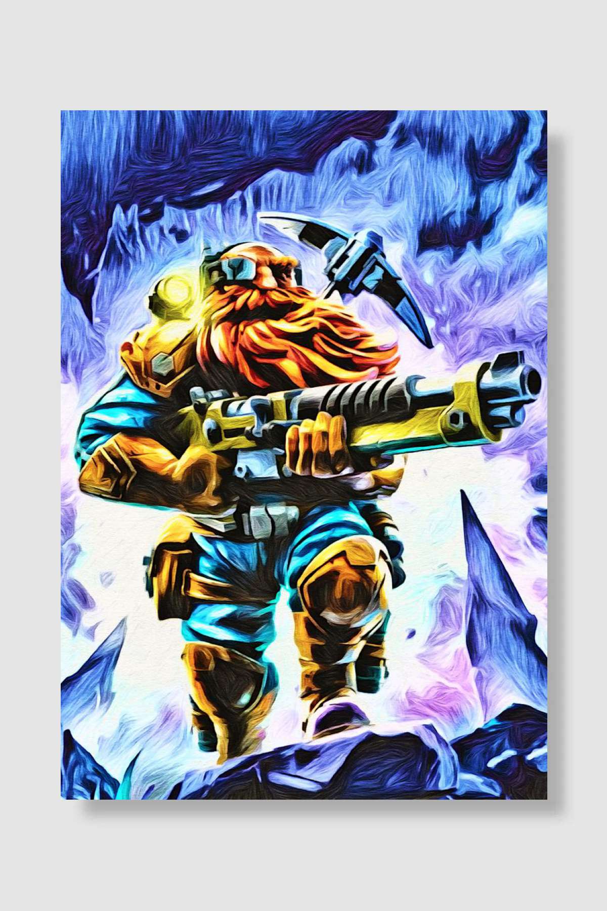 Dwarf Warrior with Gun Oyun Poster Çerçevesiz Yüksek Kalite Oyun Afiş Duvar Poster