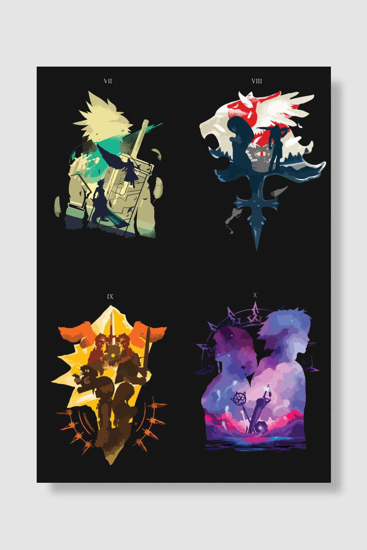 Final Fantasy Oyun Poster Çerçevesiz Yüksek Kalite Oyun Afiş Duvar Poster