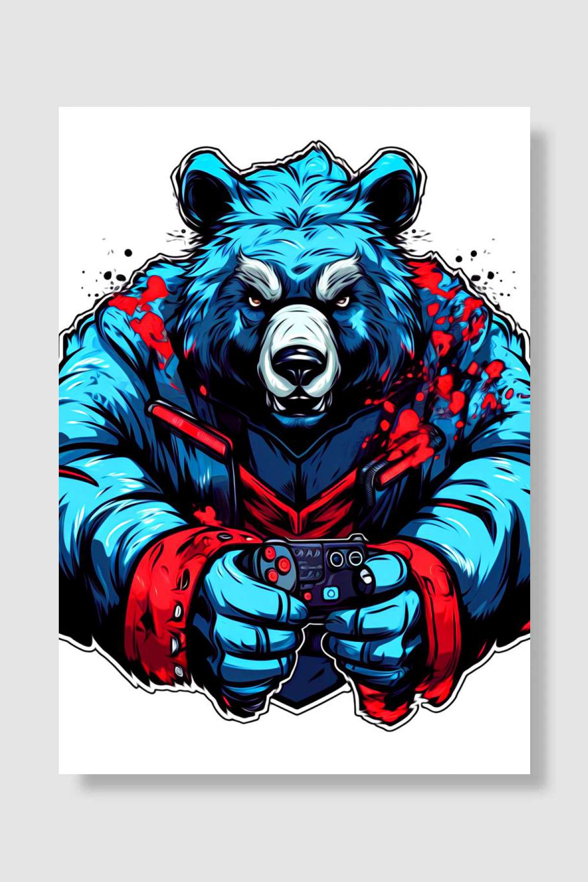 Funny bear playing game Oyun Poster Çerçevesiz Yüksek Kalite Oyun Afiş Duvar Poster