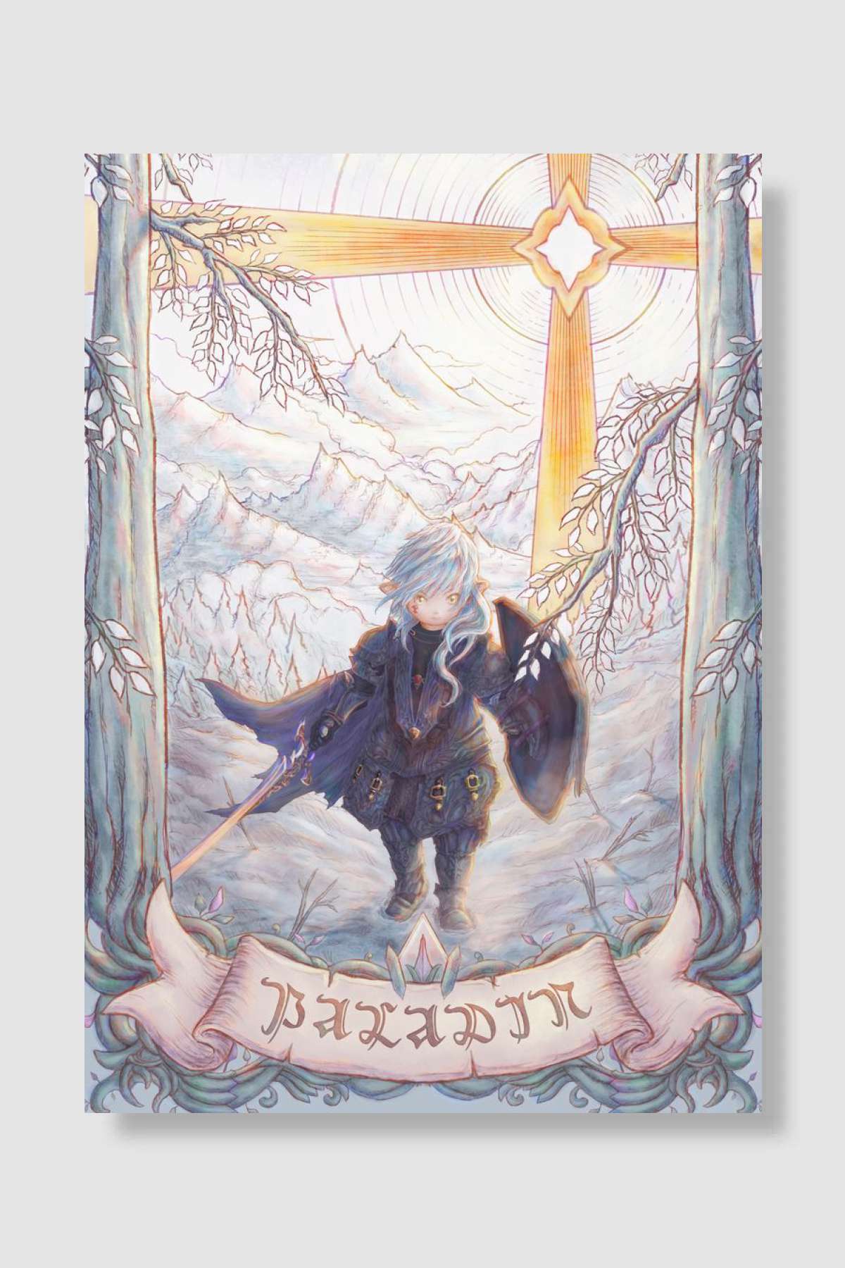 Paladin Lalafell FFXIV Oyun Poster Çerçevesiz Yüksek Kalite Oyun Afiş Duvar Poster