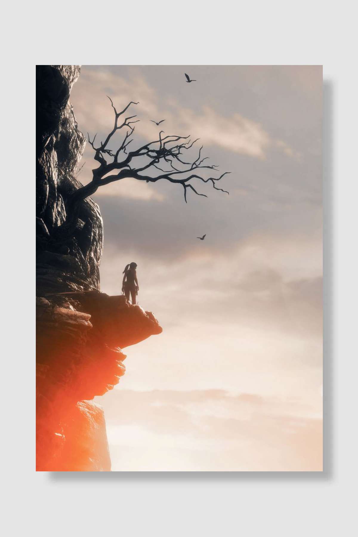Tomb Raider Lara Croft Cliff Oyun Poster Çerçevesiz Yüksek Kalite Oyun Afiş Duvar Poster