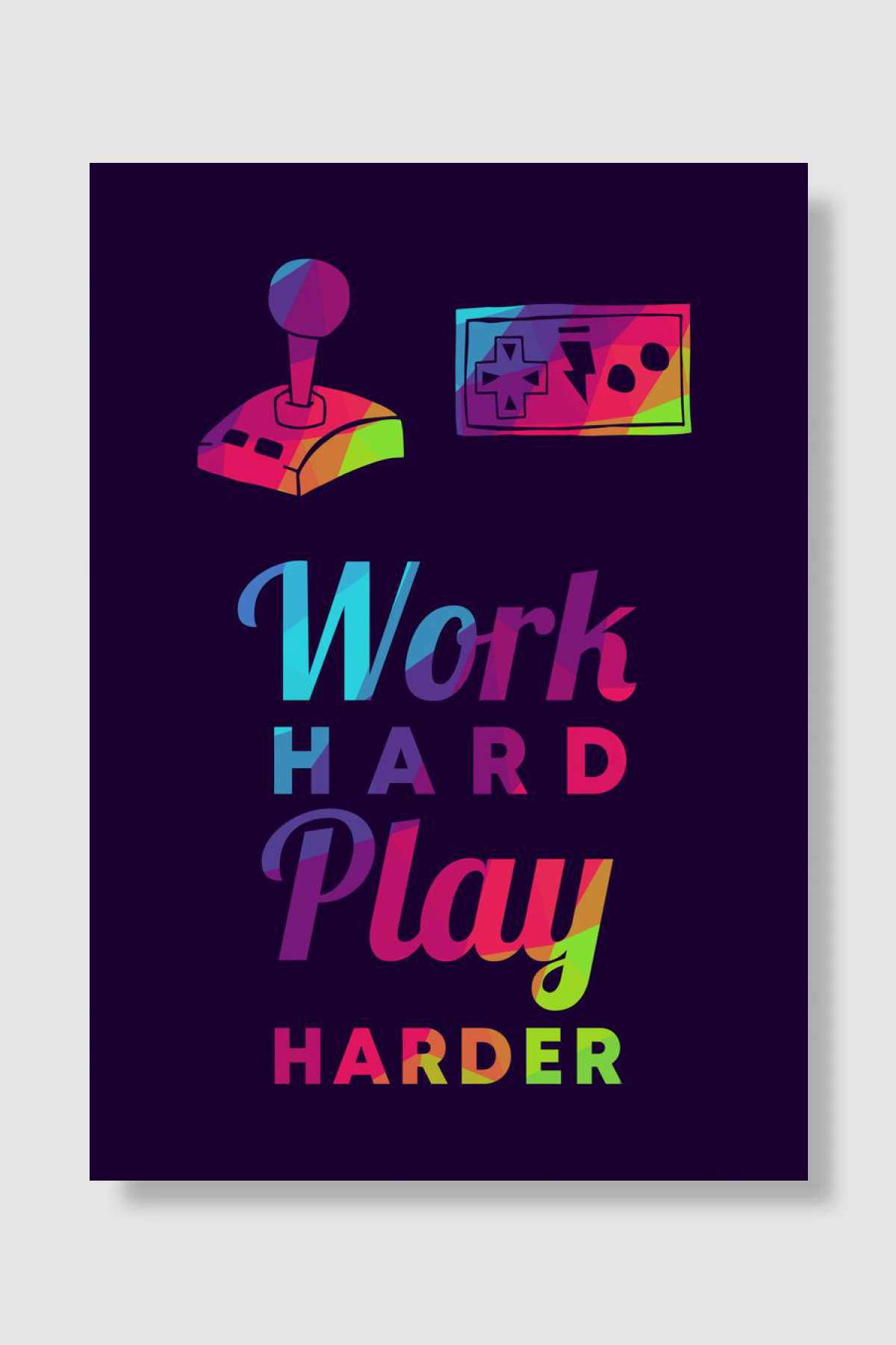 Gaming Work Hard 16 Oyun Poster Çerçevesiz Yüksek Kalite Oyun Afiş Duvar Poster