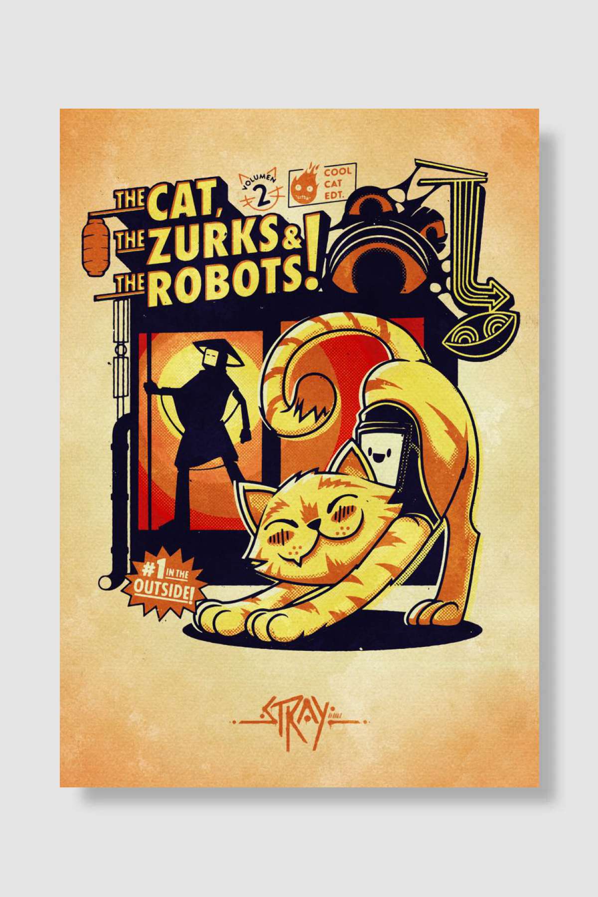 Cat, Zurks & Robots Oyun Poster Çerçevesiz Yüksek Kalite Oyun Afiş Duvar Poster