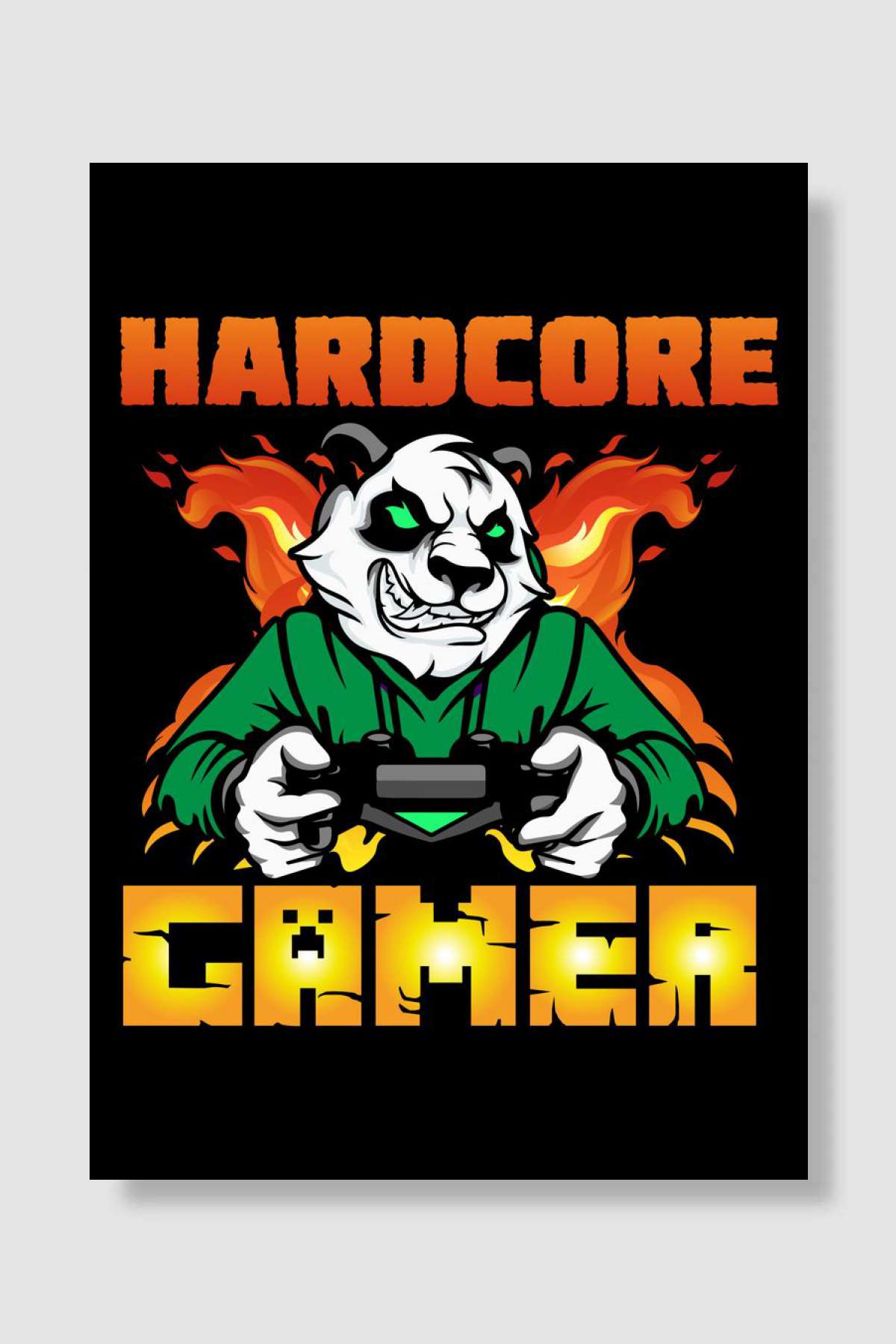 Hardcore Gamer Funny Panda Oyun Poster Çerçevesiz Yüksek Kalite Oyun Afiş Duvar Poster