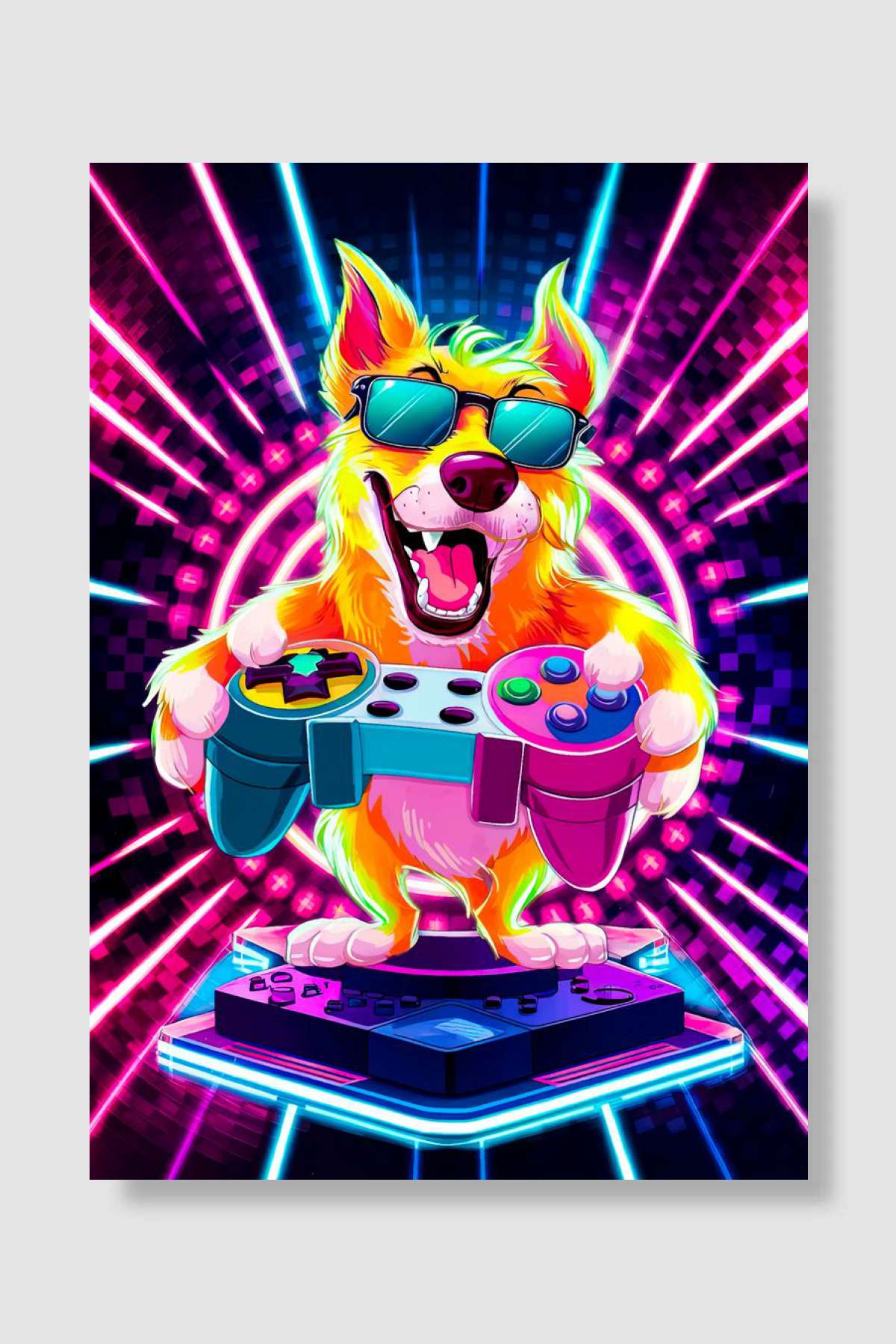 Cosmic Gaming Dog Oyun Poster Çerçevesiz Yüksek Kalite Oyun Afiş Duvar Poster