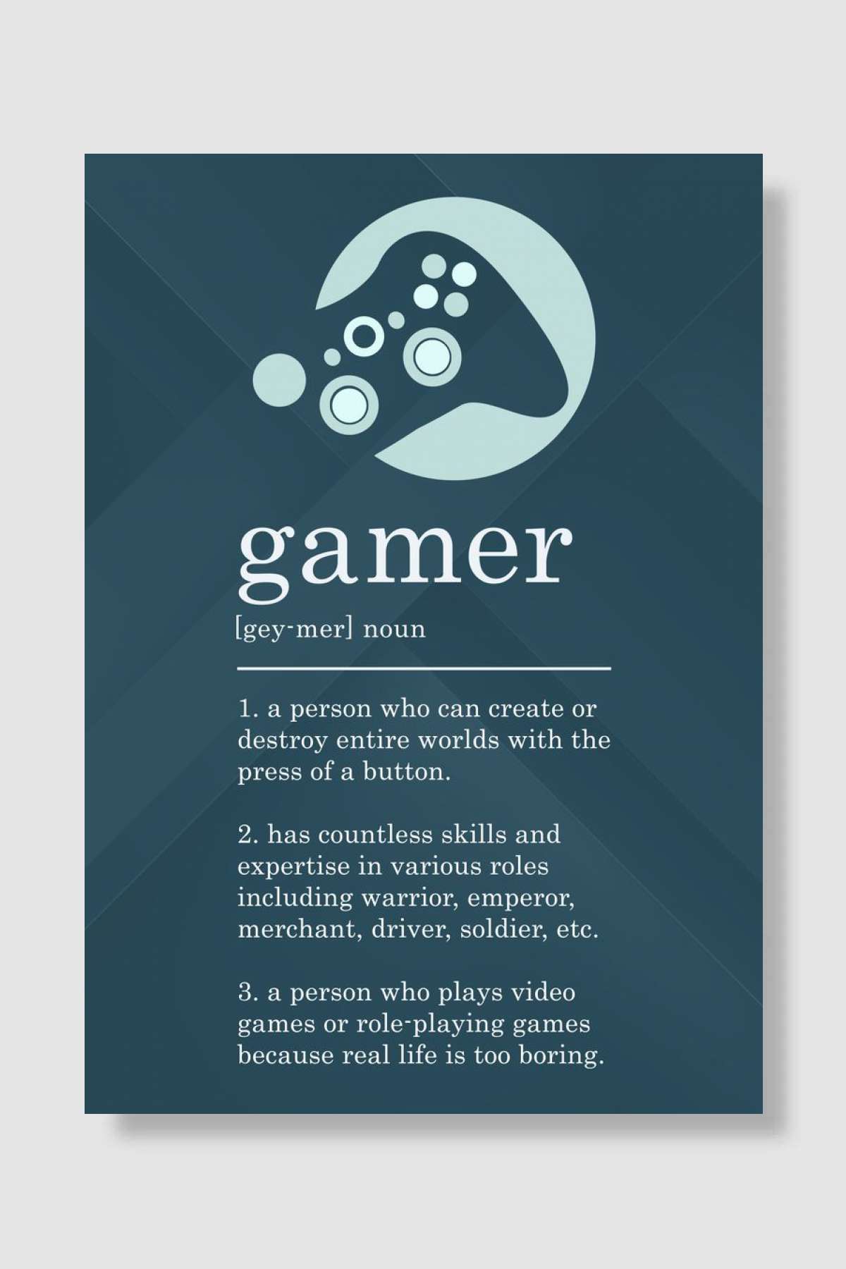 Funny Gamer Definition Oyun Poster Çerçevesiz Yüksek Kalite Oyun Afiş Duvar Poster