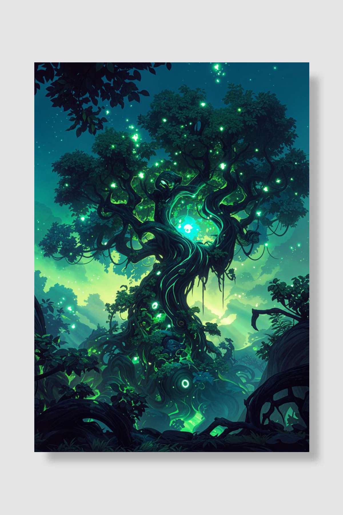 Green Magical Tree Oyun Poster Çerçevesiz Yüksek Kalite Oyun Afiş Duvar Poster