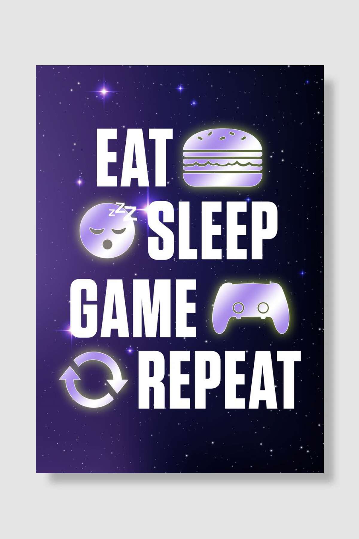 Eat Sleep Game Repeat Oyun Poster Çerçevesiz Yüksek Kalite Oyun Afiş Duvar Poster - En İyi Fiyatlarla