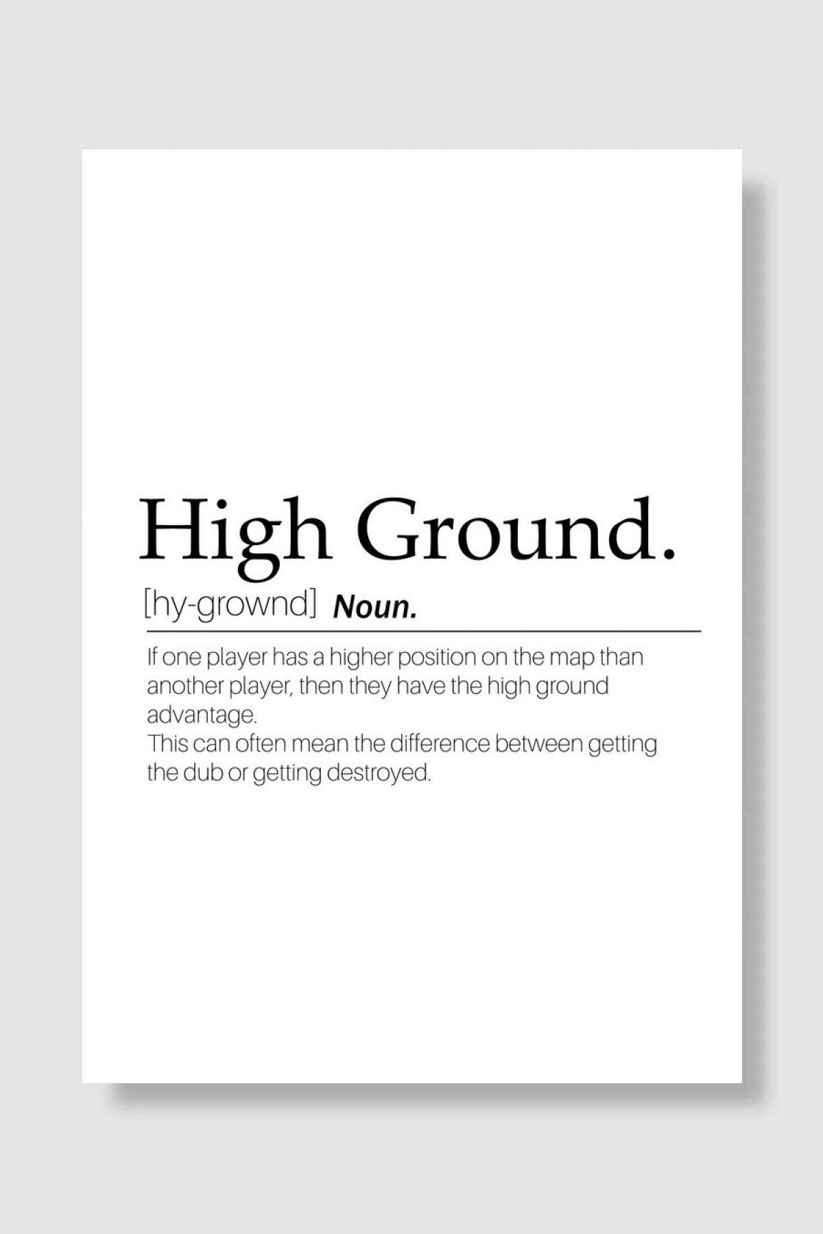 high ground word def Oyun Poster Çerçevesiz Yüksek Kalite Oyun Afiş Duvar Poster