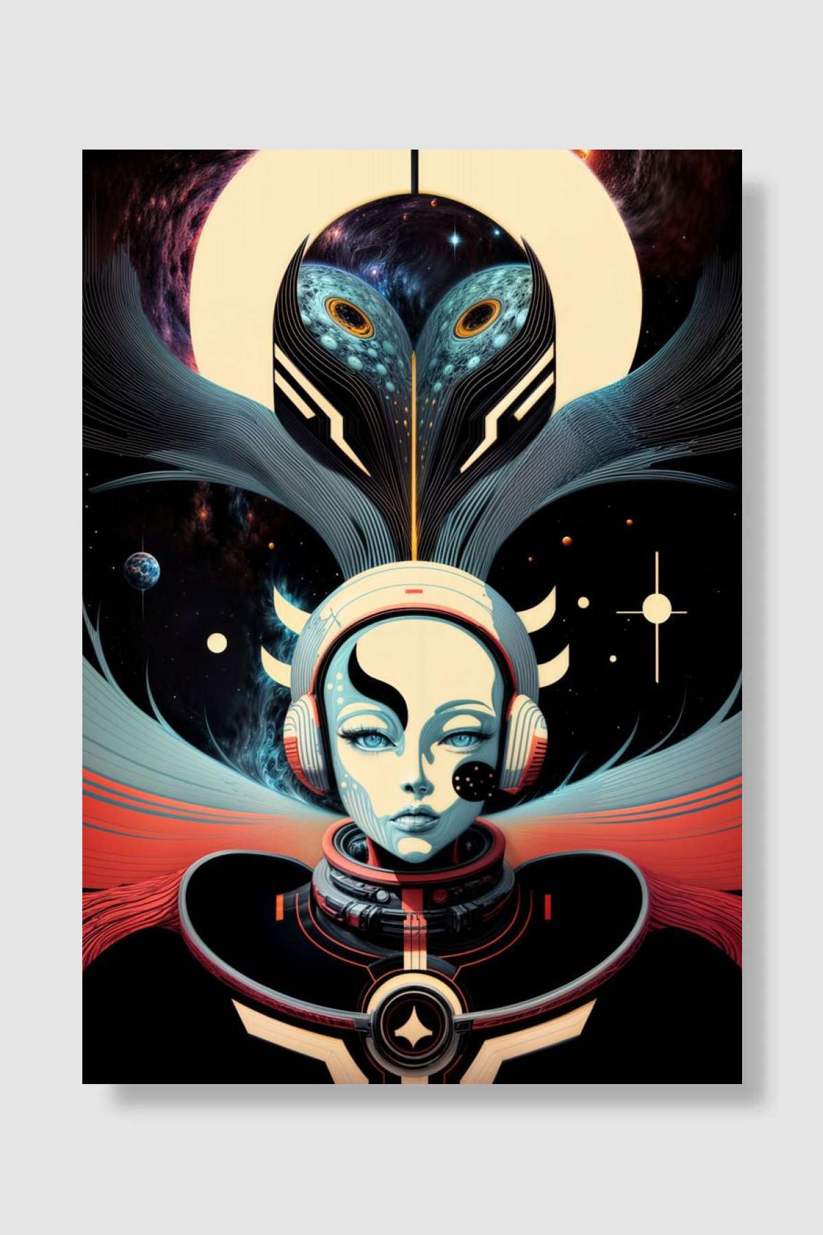 Abstract face in space Oyun Poster Çerçevesiz Yüksek Kalite Oyun Afiş Duvar Poster