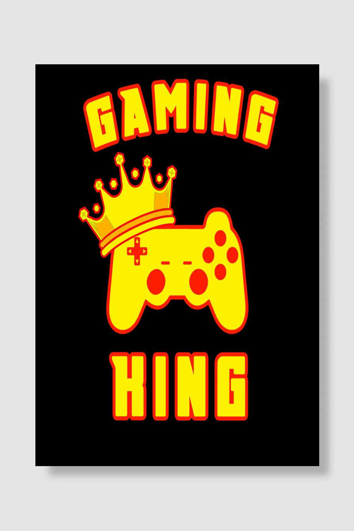 Gaming King with Gamepad Oyun Poster Çerçevesiz Yüksek Kalite Oyun Afiş Duvar Poster