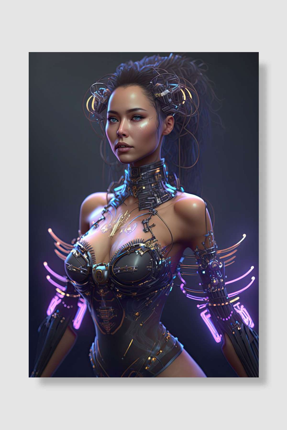 Cyberpunk Female Warrior Oyun Poster Çerçevesiz Yüksek Kalite Oyun Afiş Duvar Poster