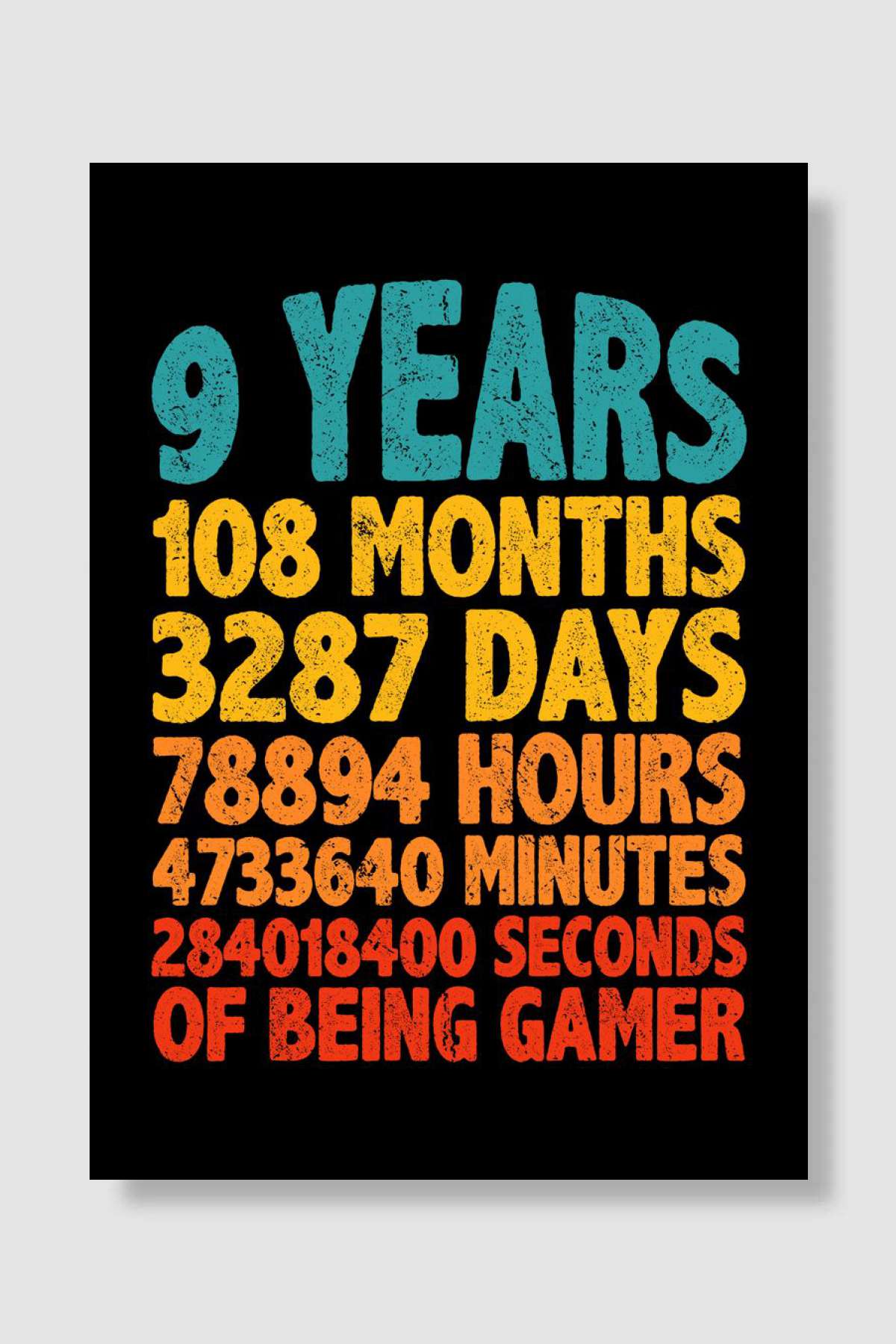 9 years of being gamer Oyun Poster Çerçevesiz Yüksek Kalite Oyun Afiş Duvar Poster