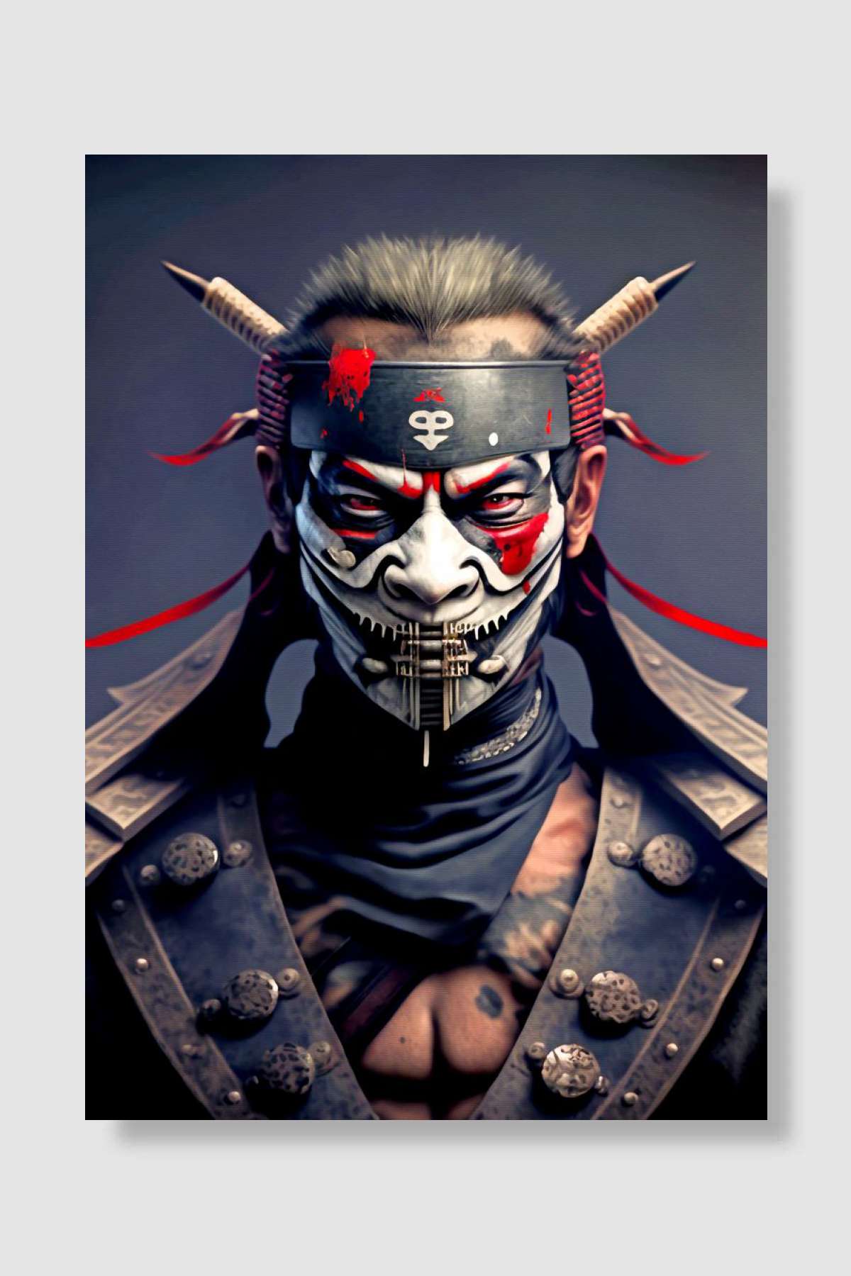 Samurai Oni Mask Oyun Poster Çerçevesiz Yüksek Kalite Oyun Afiş Duvar Poster