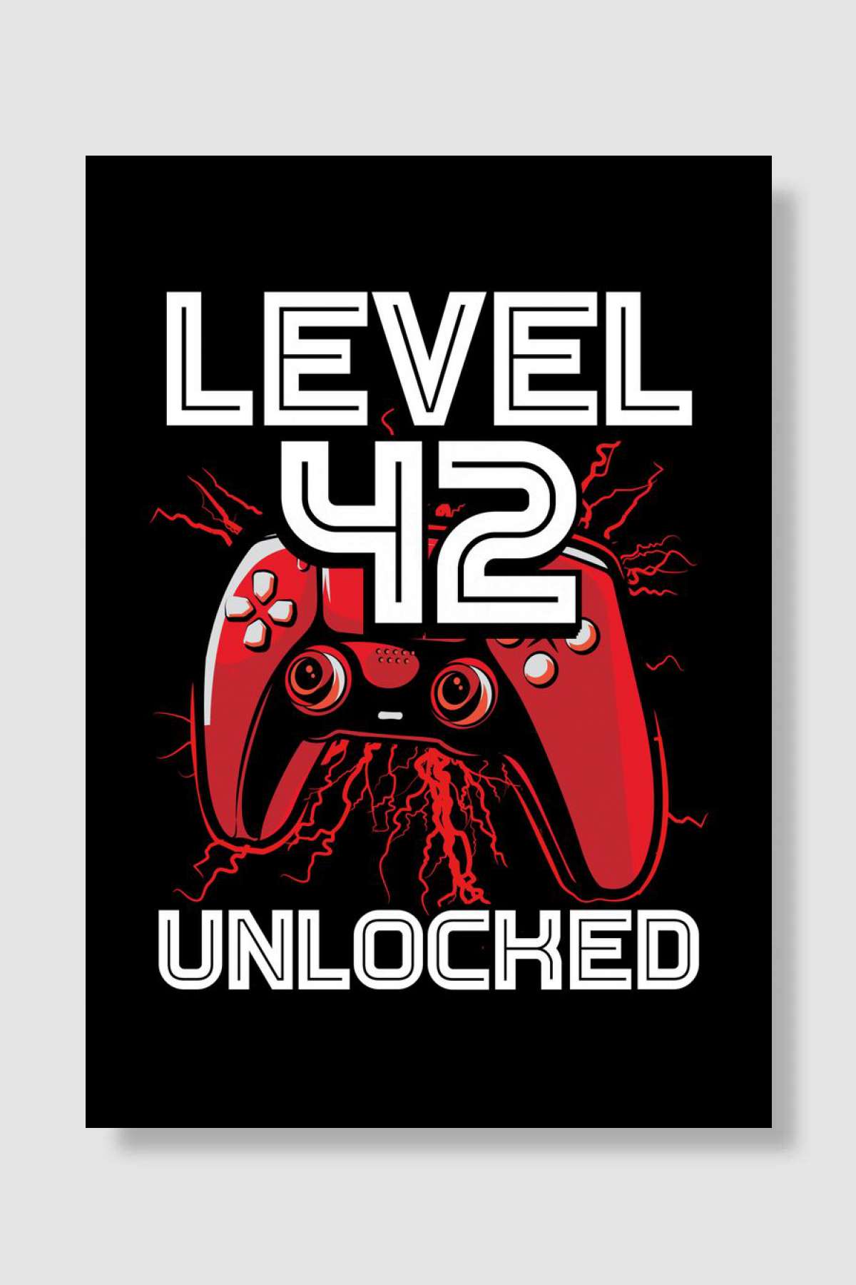 Gamer Level 42 birthday Oyun Poster Çerçevesiz Yüksek Kalite Oyun Afiş Duvar Poster