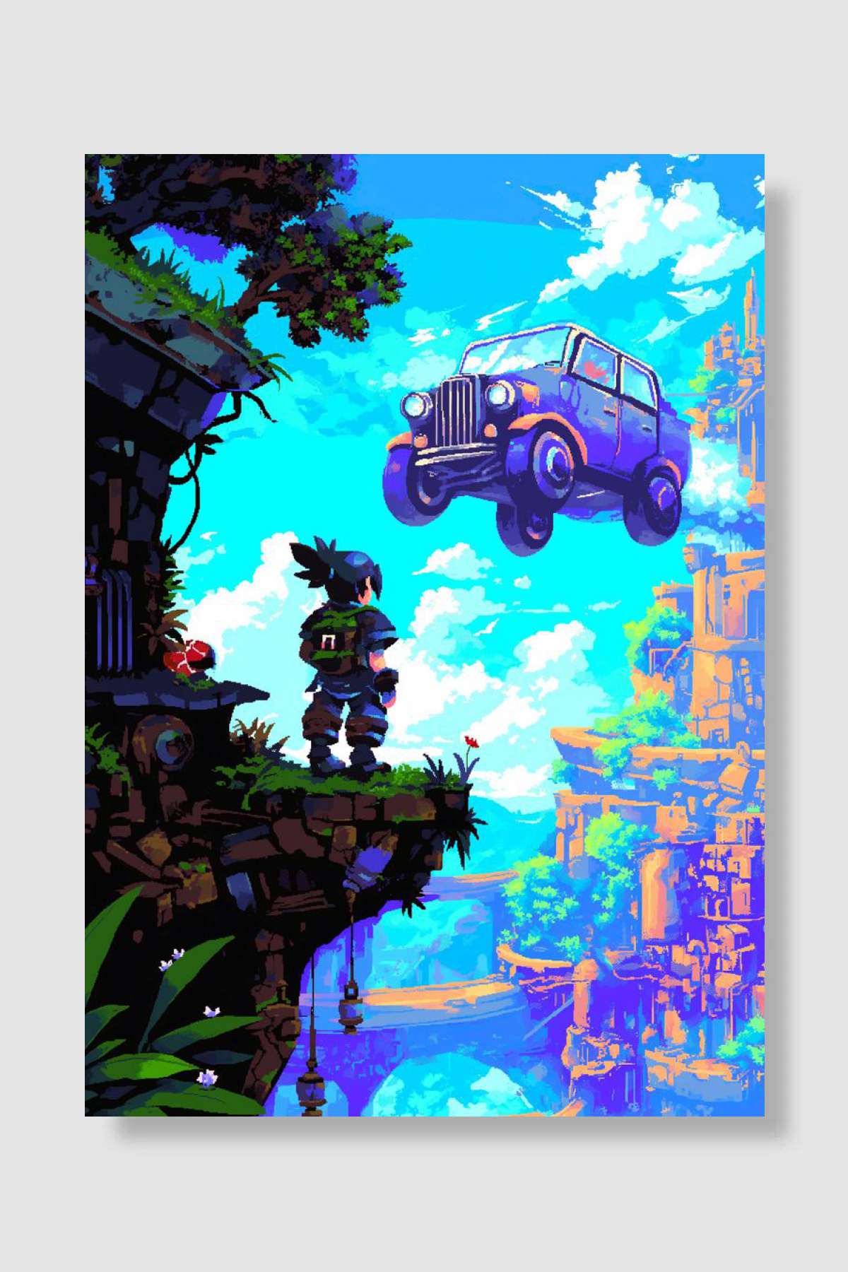 Retro Pixel Adventure Oyun Poster Çerçevesiz Yüksek Kalite Oyun Afiş Duvar Poster