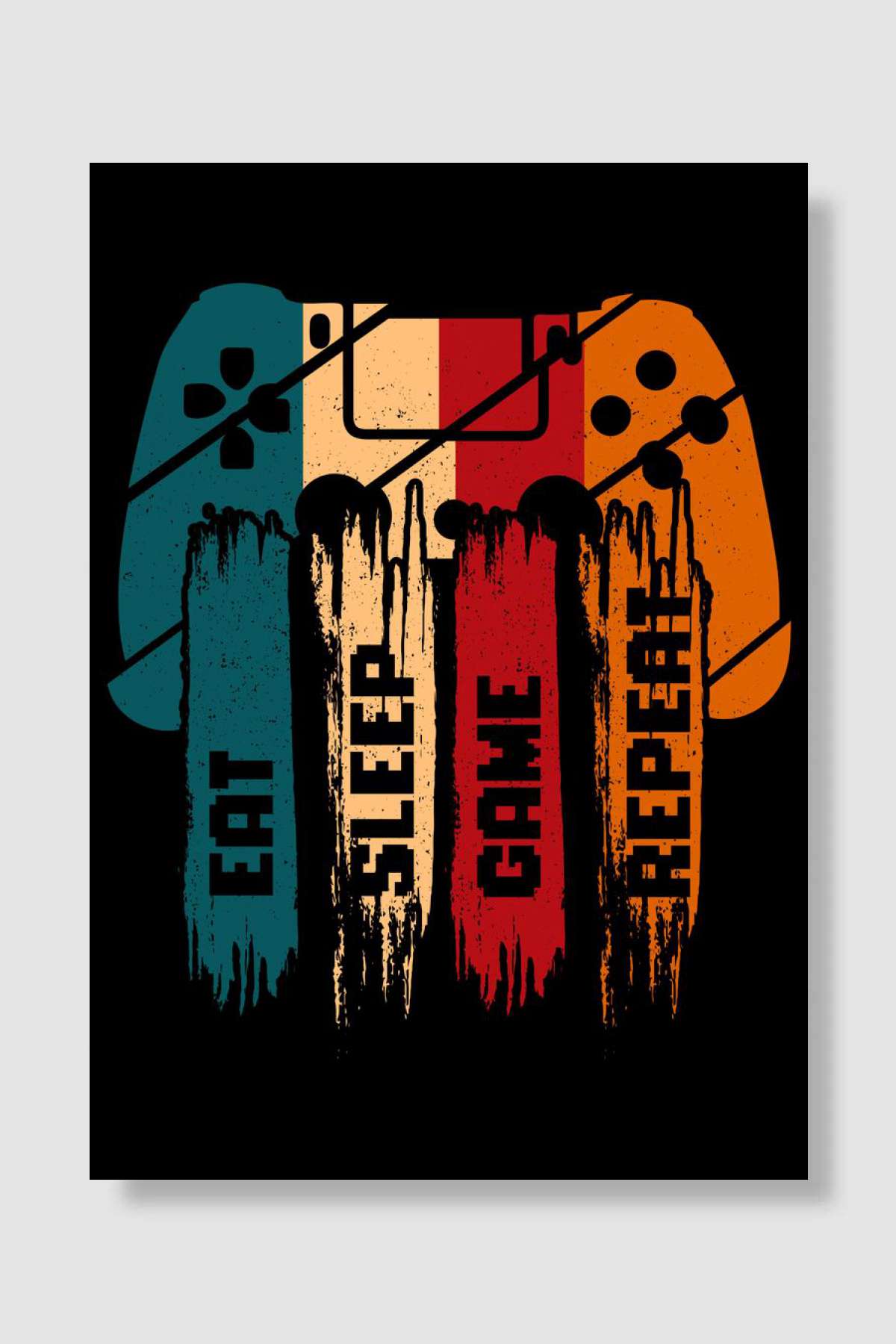 Eat Sleep Game Repeat Oyun Poster Çerçevesiz Yüksek Kalite Oyun Afiş Duvar Poster
